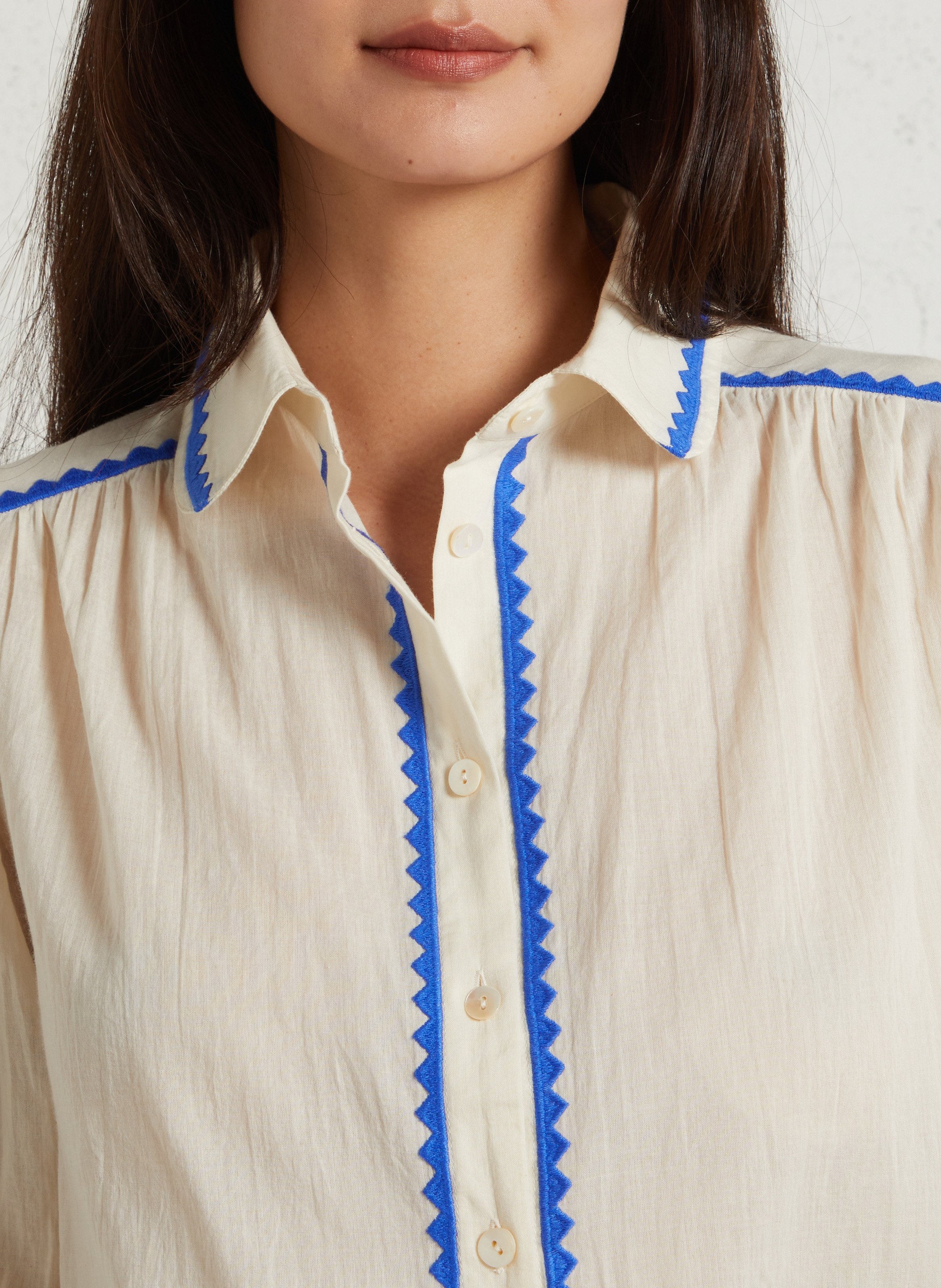 Rechte blouse met borduurwerk MAISON 123 Beige