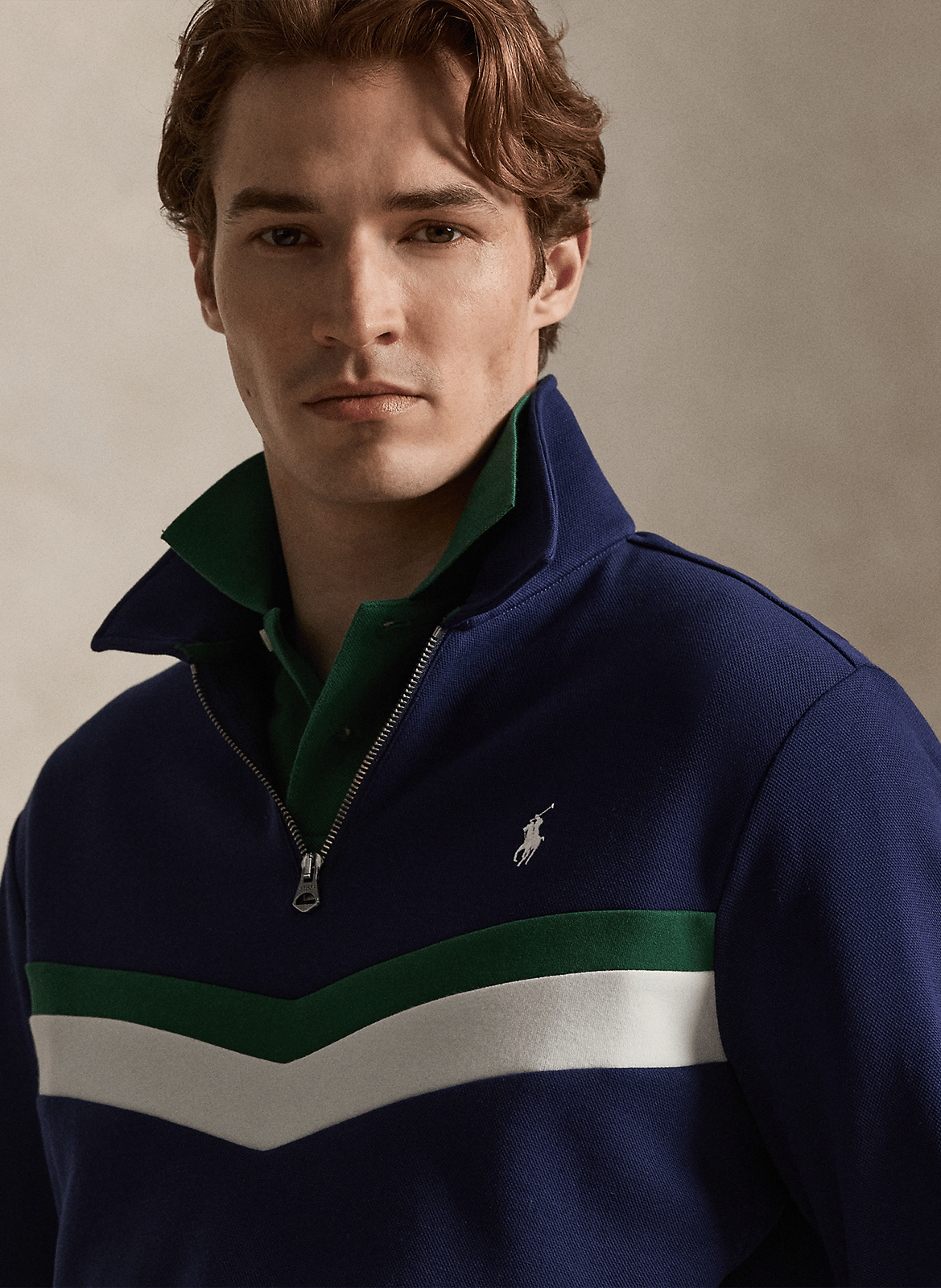Straight fit sweatshirt with classic collar in blended cotton POLO RALPH LAUREN Blue