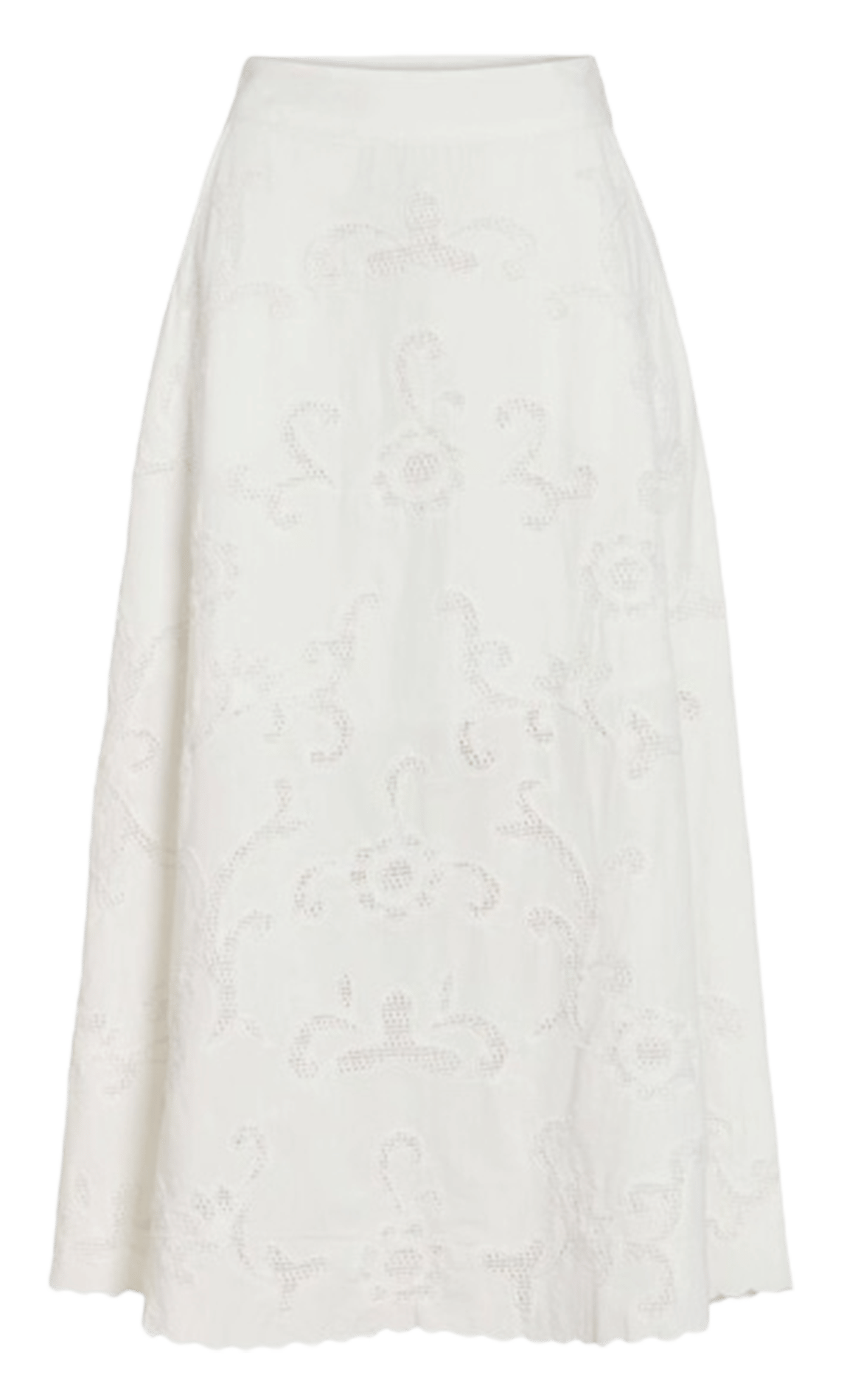 Jupe longue brodée en coton bio ROUGE EDIT Beige