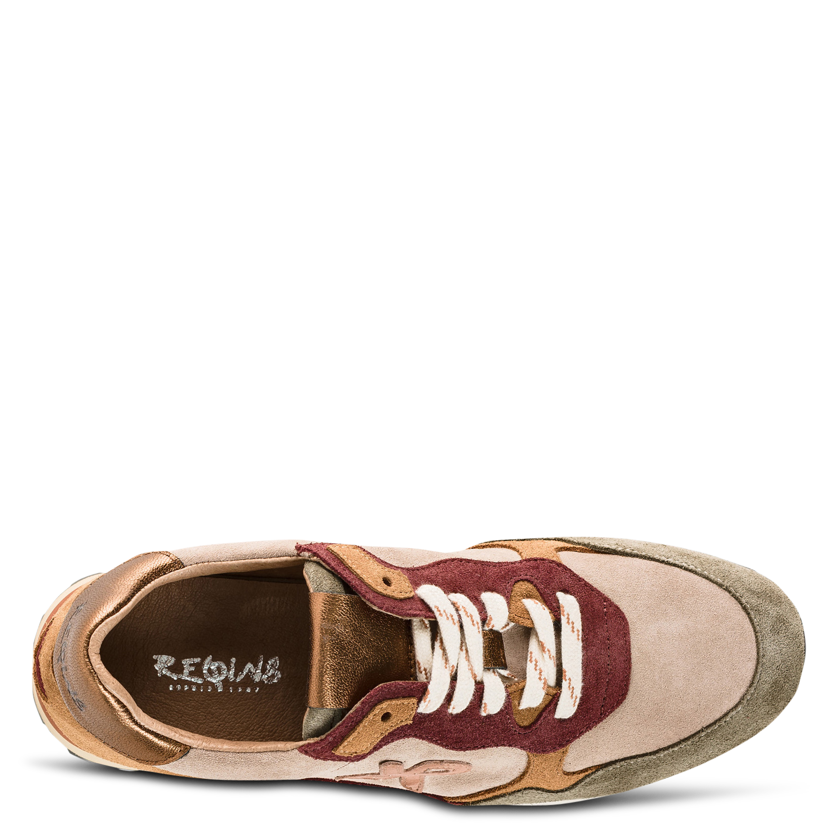 Multicoloured low-top leather trainers REQINS Brown