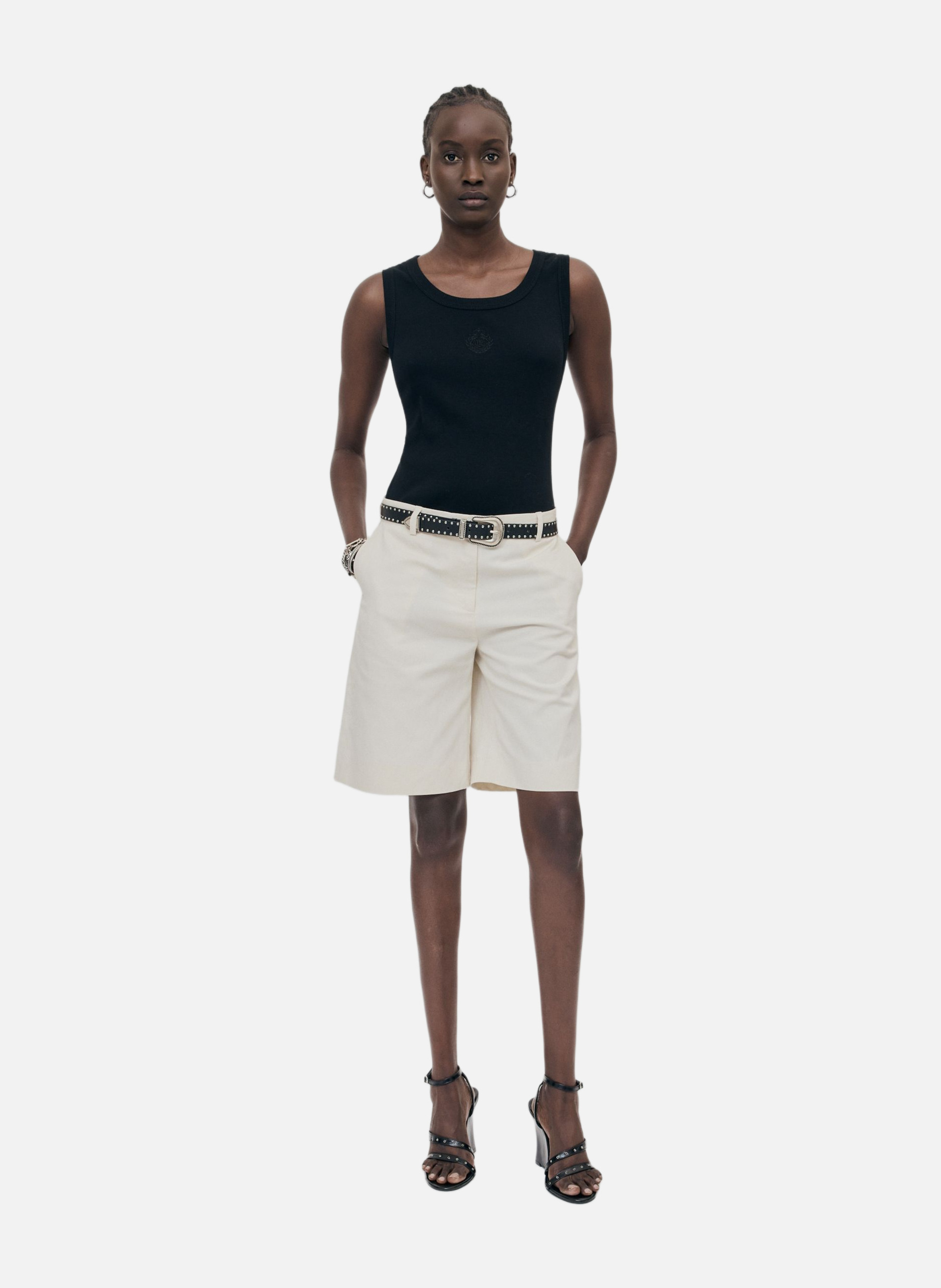 Linen and cotton Bermuda shorts THE KOOPLES Beige