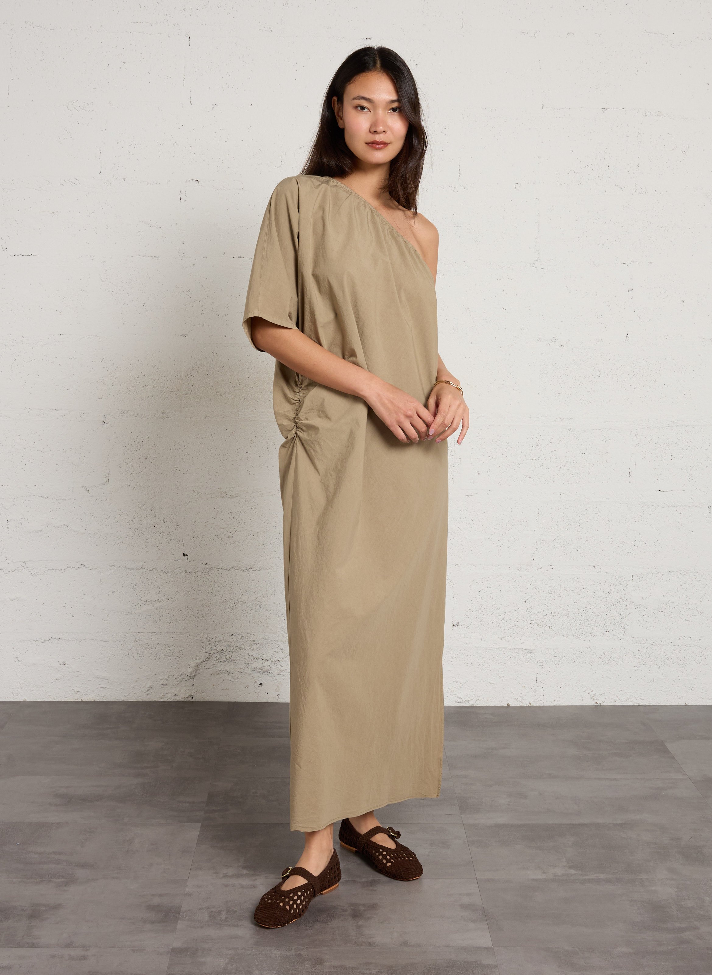 Robe asymétrique en popeline de coton MASSCOB Gris