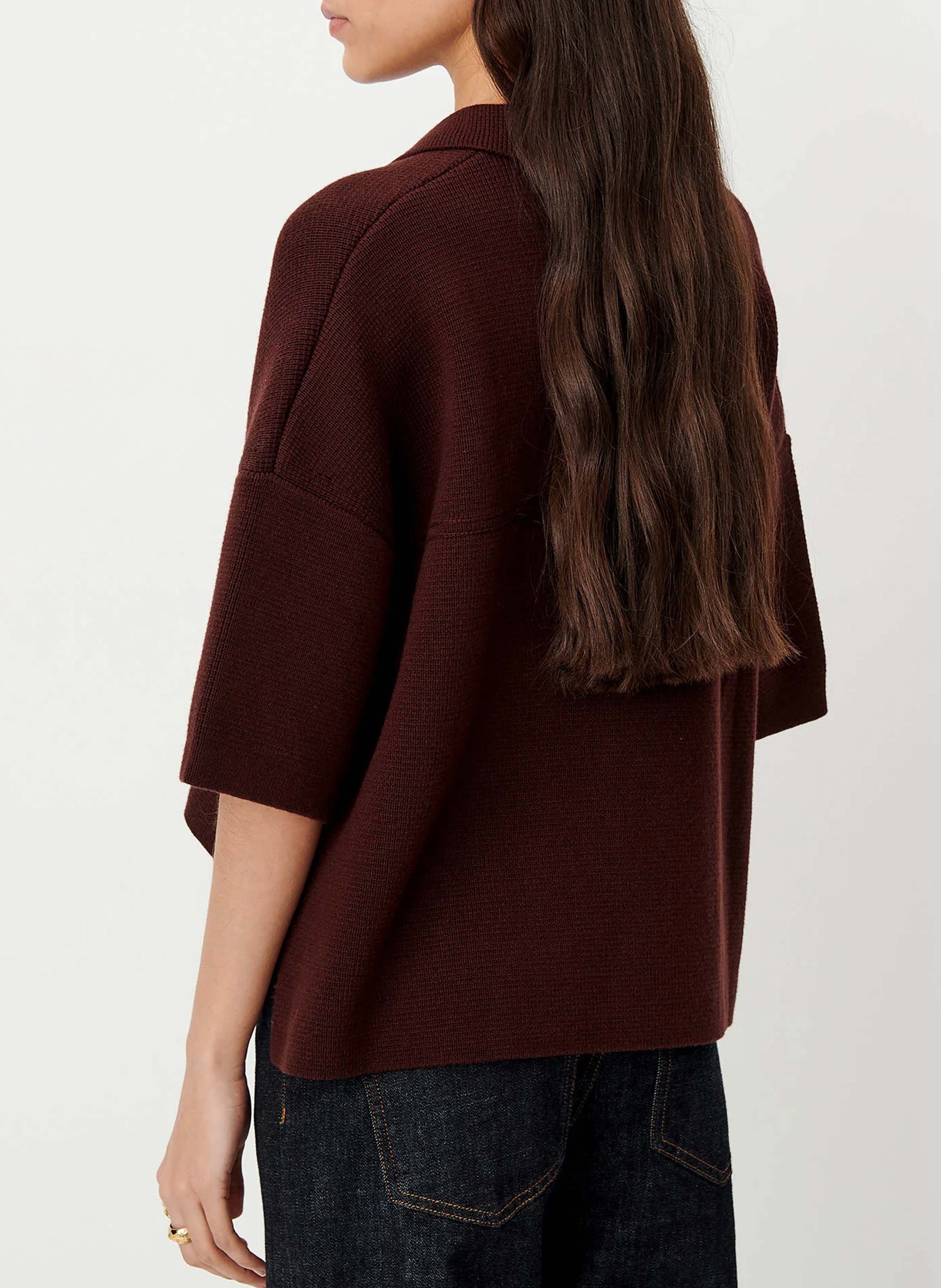Pull polo oversize en maille SESSUN Marron