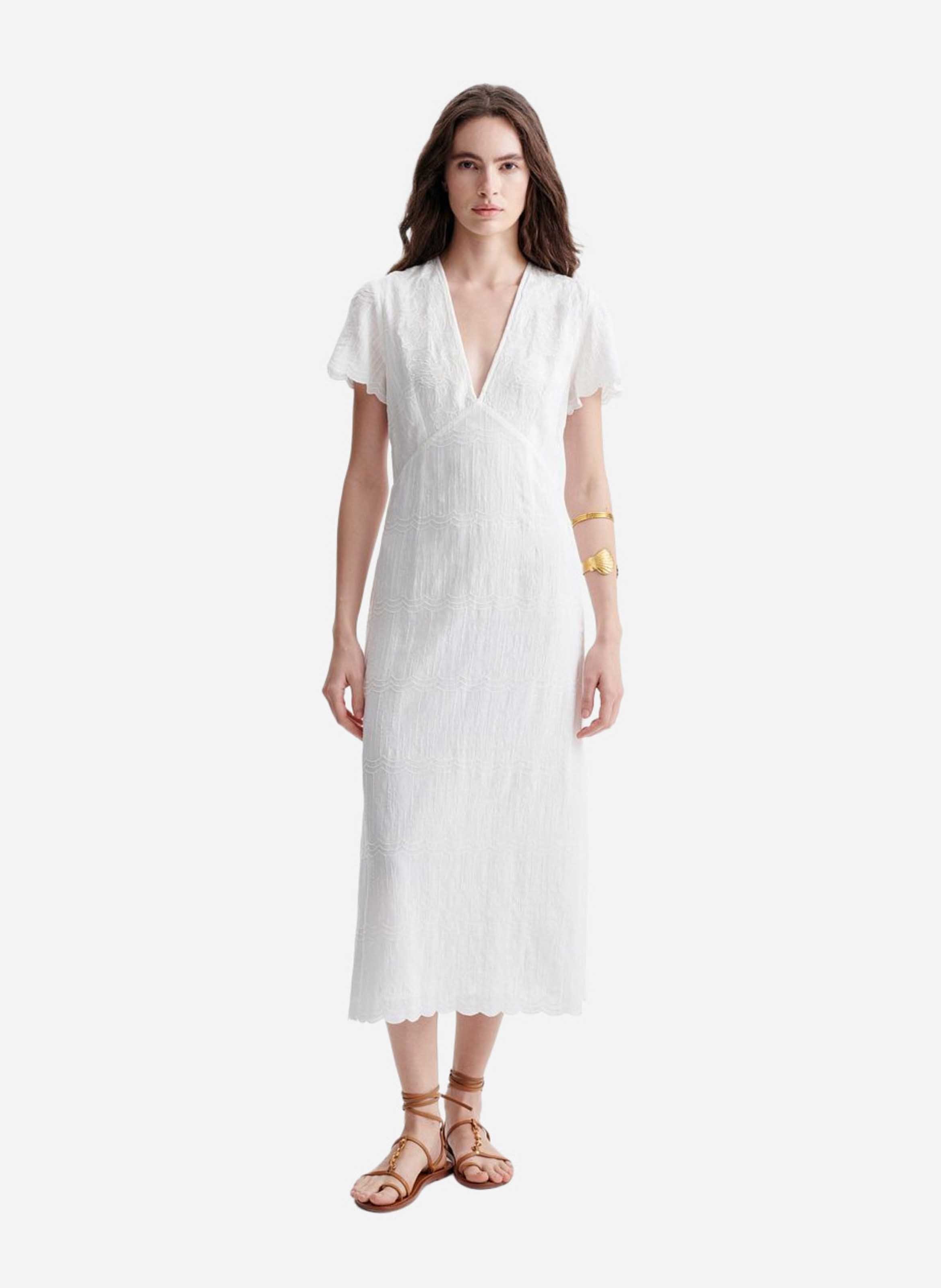 Robe maxi à broderies VANESSA BRUNO Blanc