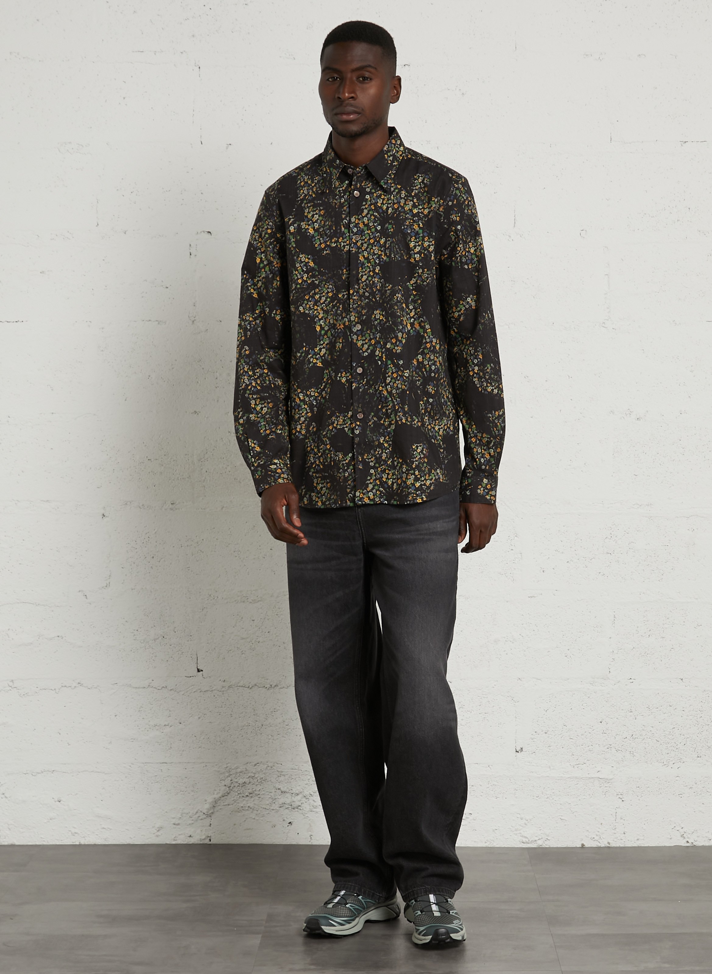 Printed shirt with classic collar in cotton PAUL SMITH Black