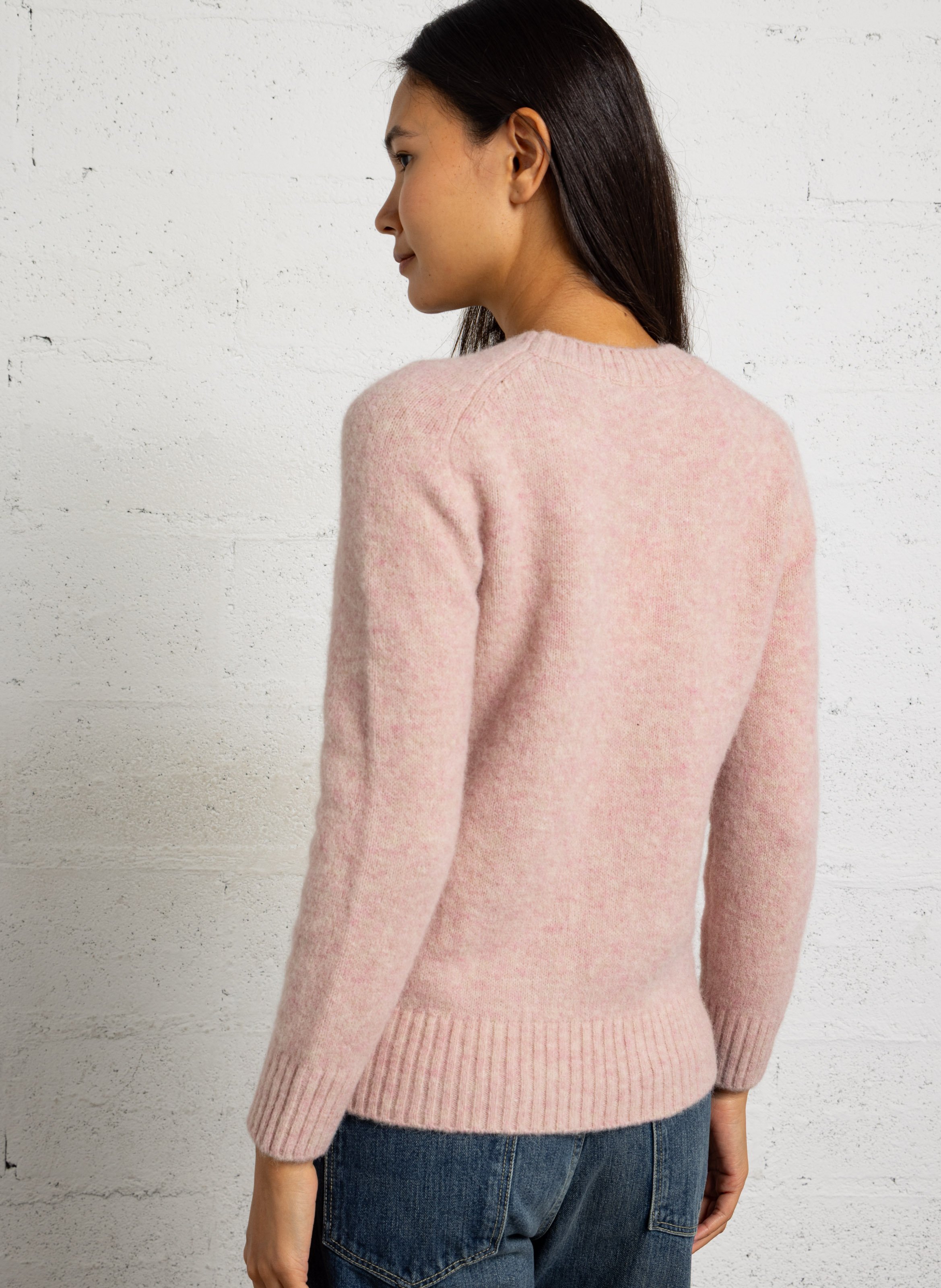 Oversize round-neck knit sweater SOEUR Pink