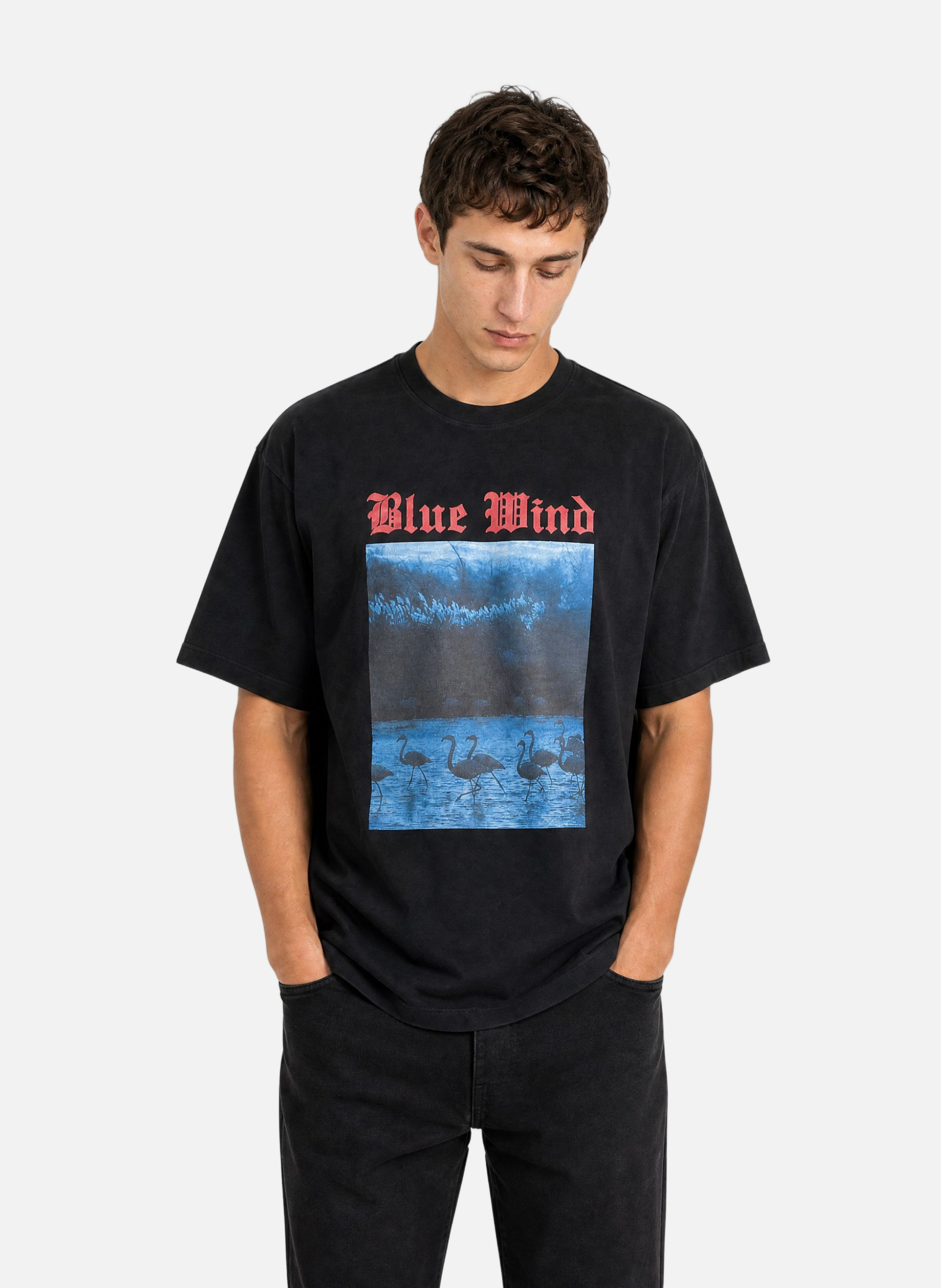 T-shirt with black blue wind screen printing THE KOOPLES Black