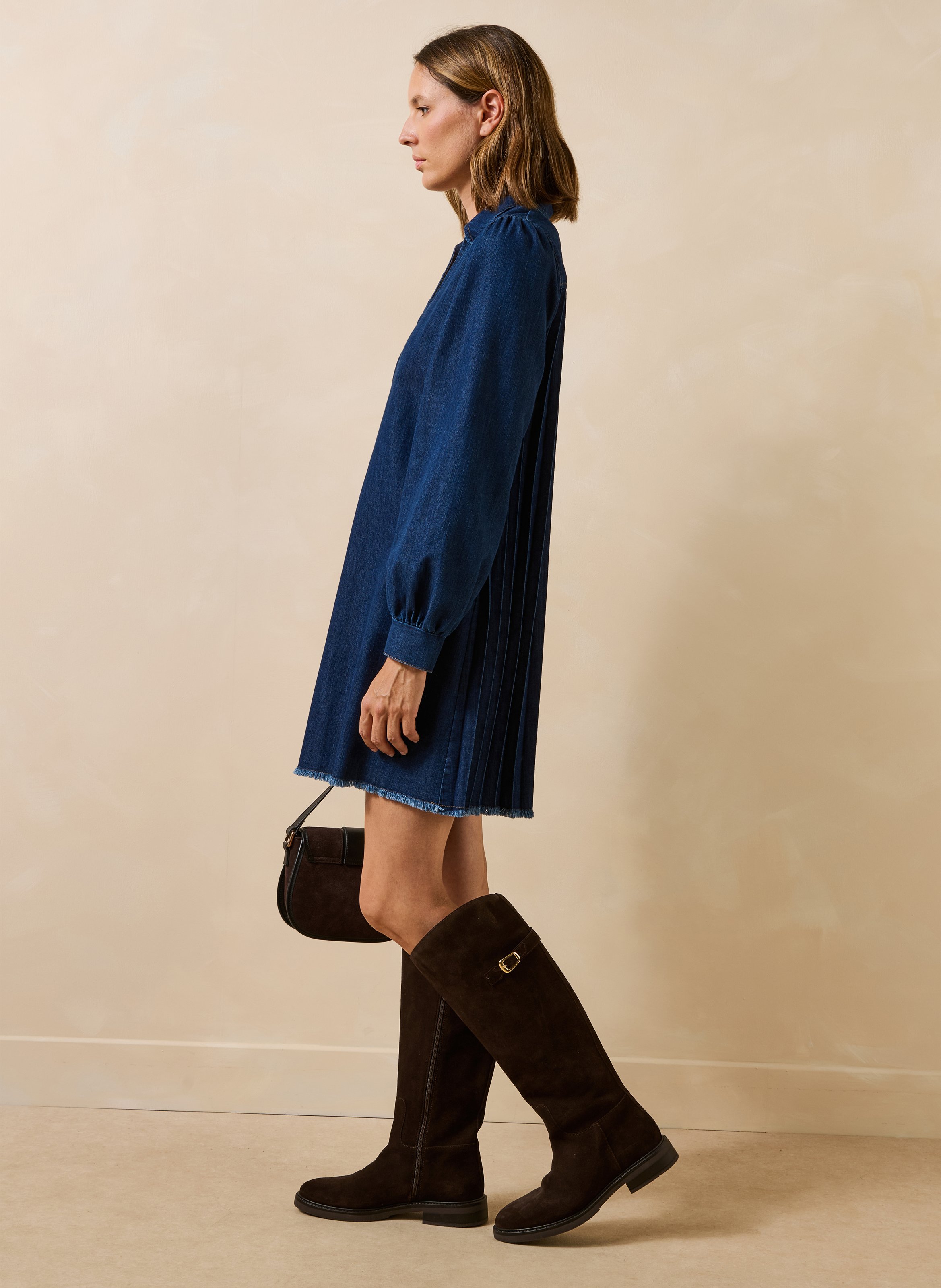 Cotton-blend T-shirt dress LA FEE MARABOUTEE Blue