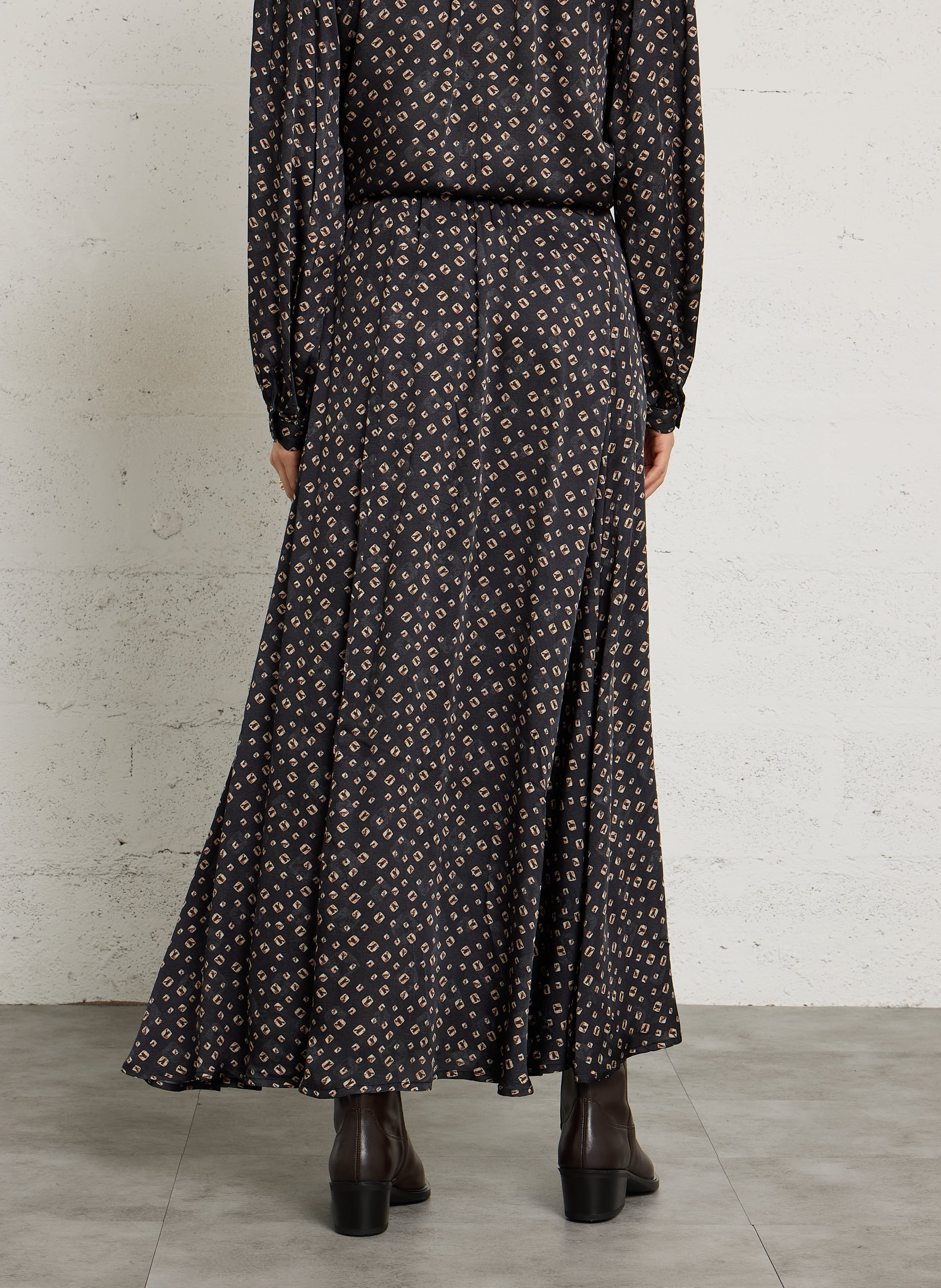 Lange, rechte rok met print MAISON HOTEL Bruin