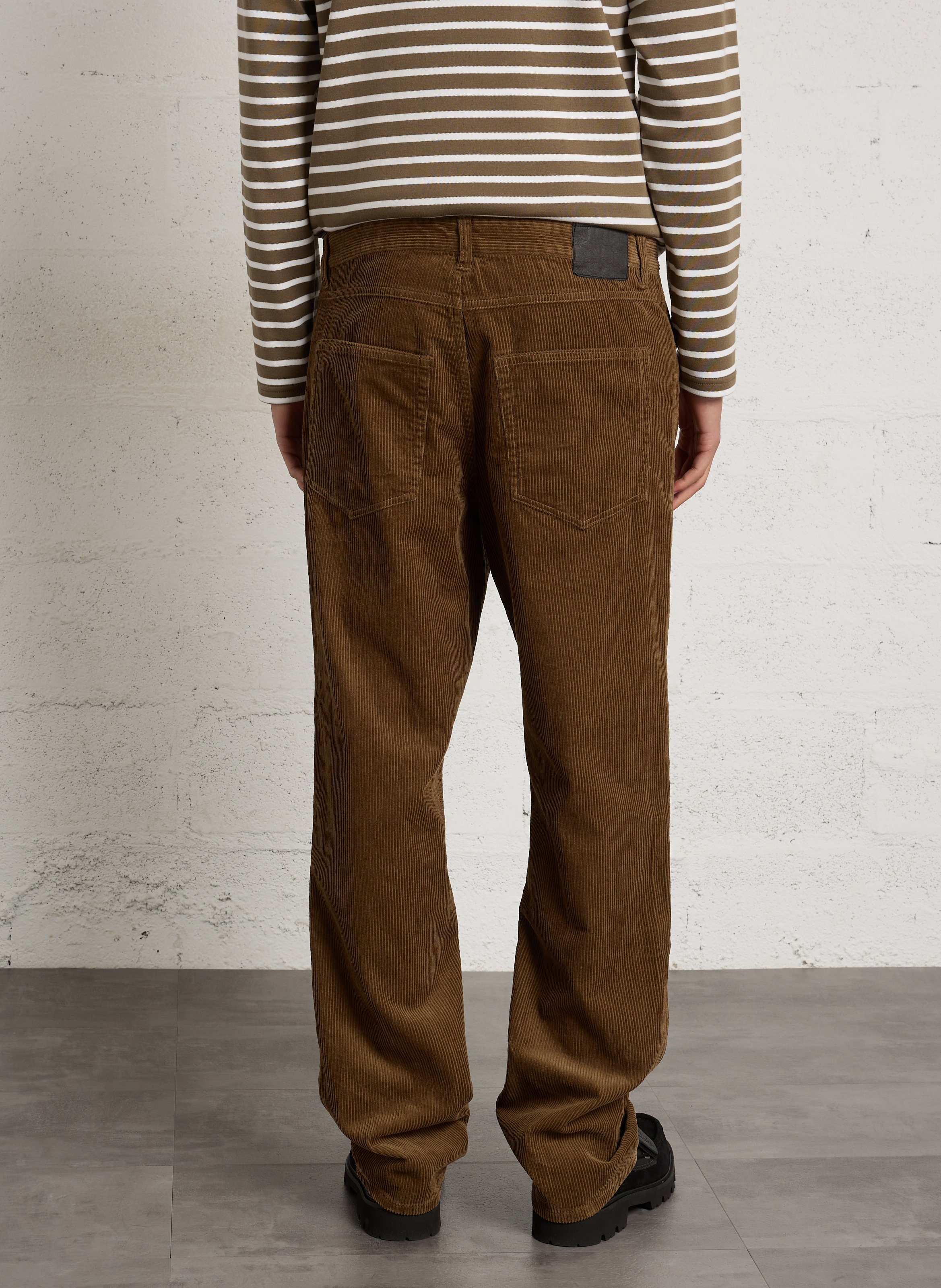 Jean droit velours côtelé en coton MINIMUM Marron