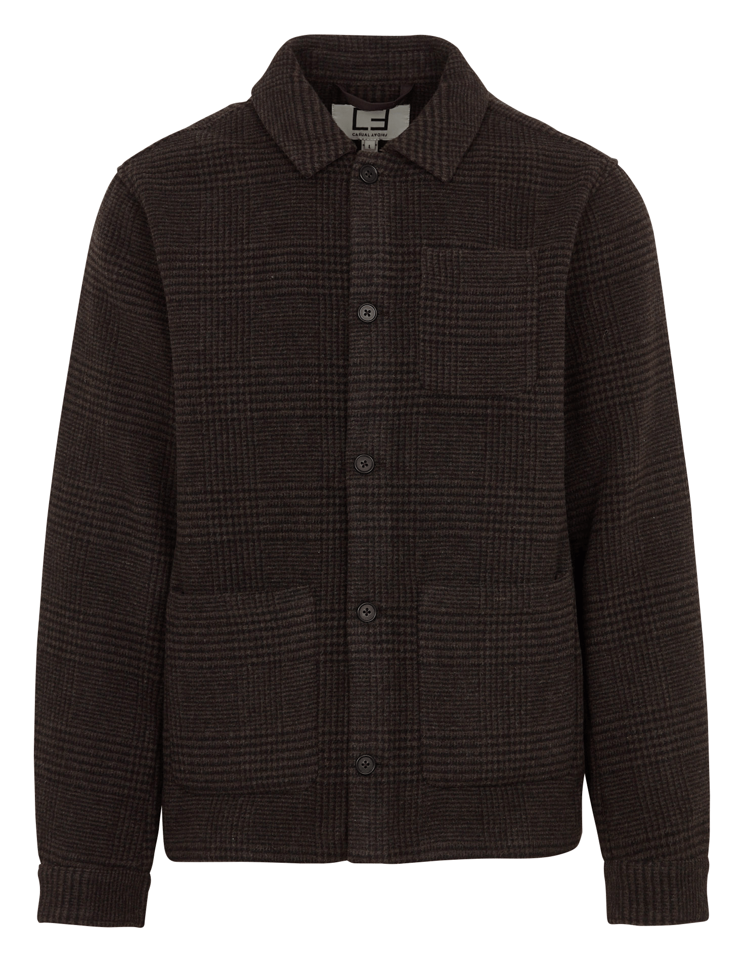 Gerade geschnittene karierte Jacke mit klassischem Kragen CASUAL FRIDAY Braun