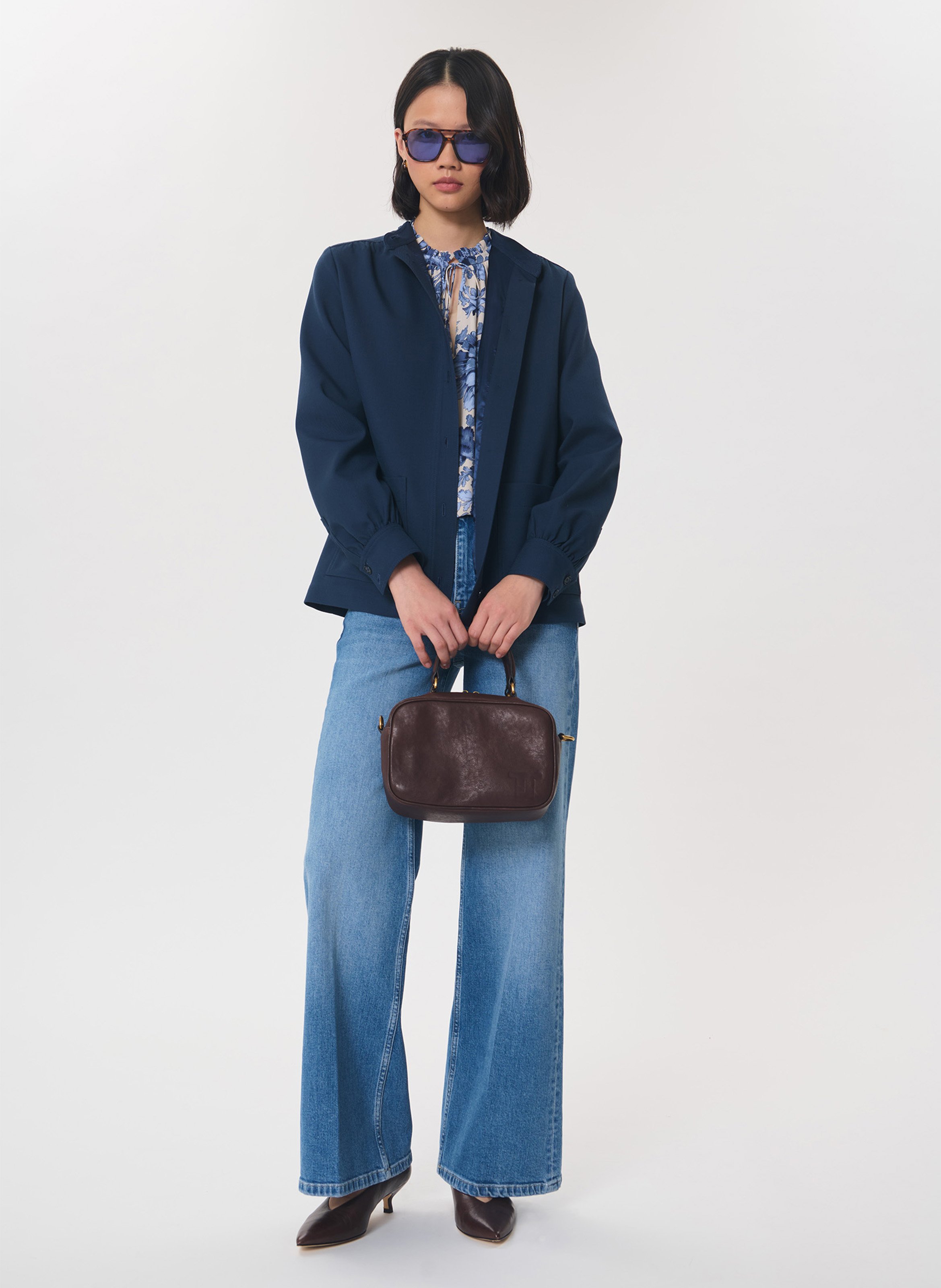 Wide-leg cotton-blend jeans TARA JARMON Blue