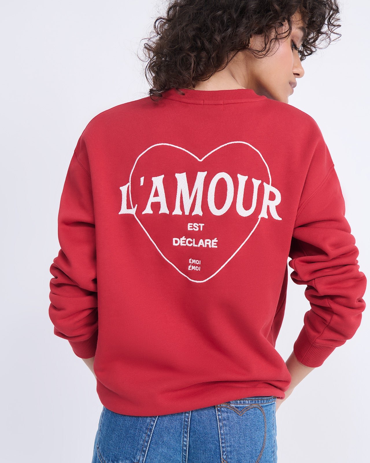 Love is declared embroidered sweatshirt EMOI EMOI Red
