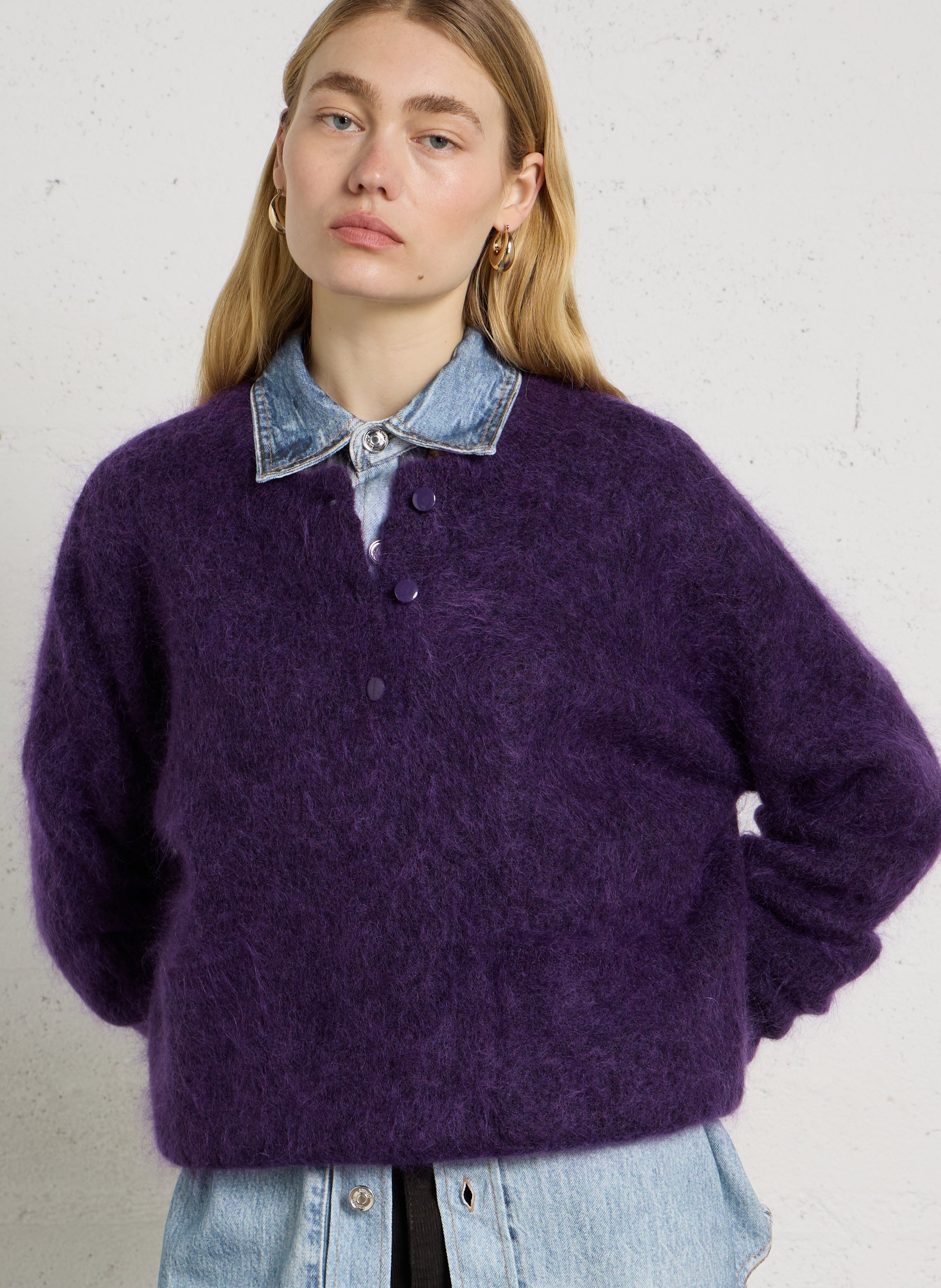 Oversized wool-blend sweater MAISON 123 Purple