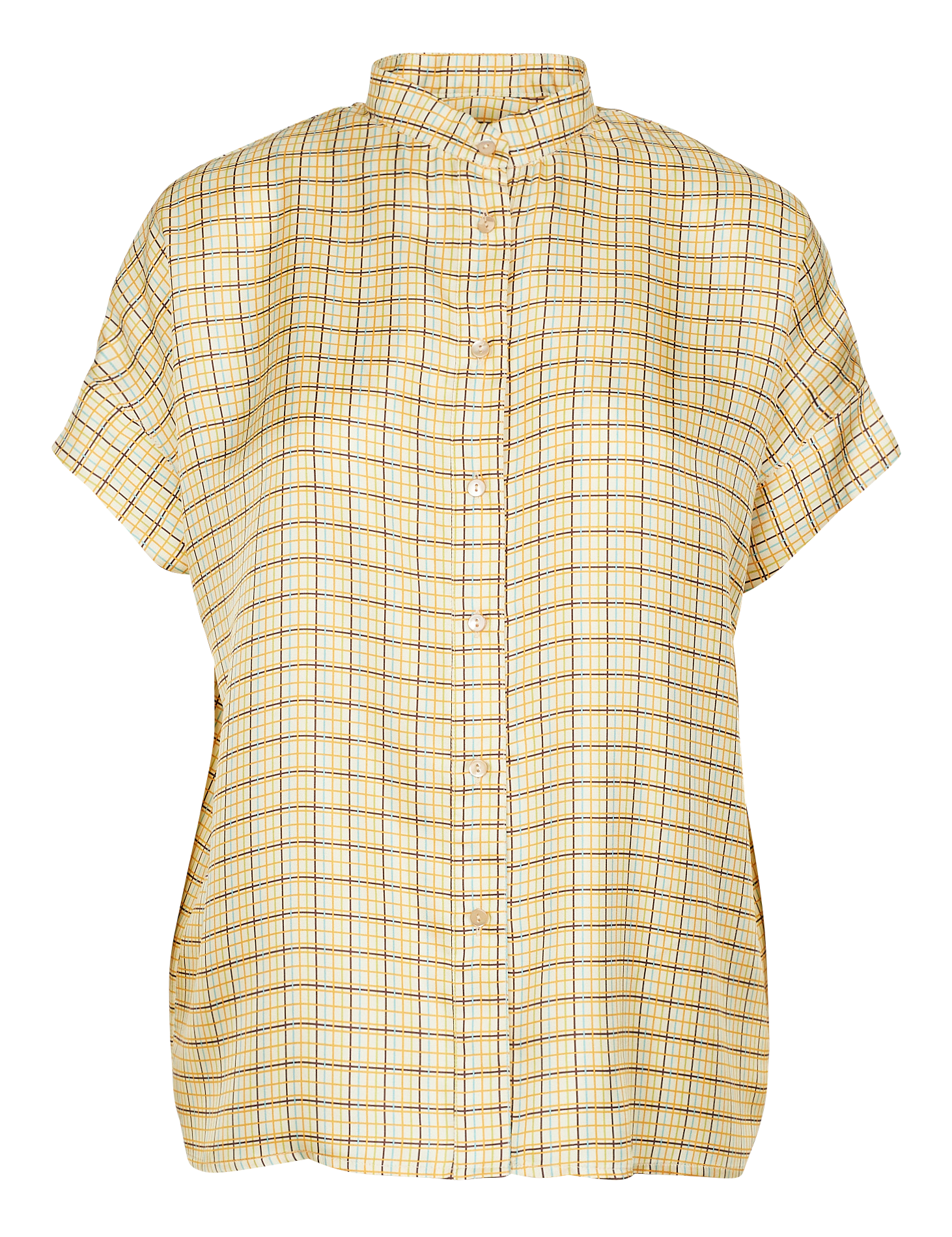 Chemise col mao en soie imprimée MOMONI Jaune