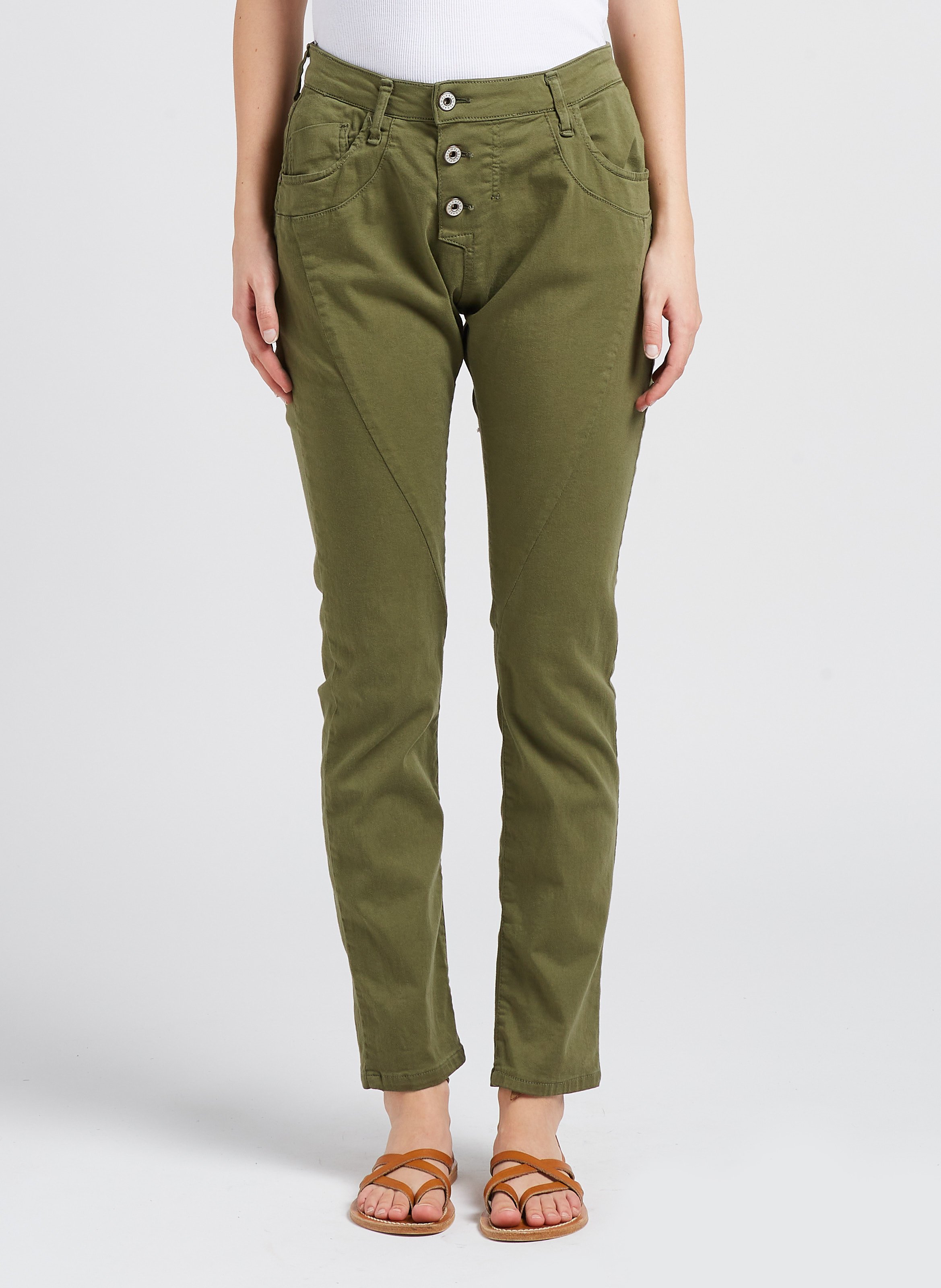 Slim-Fit-Hose aus Baumwoll-Mix PLEASE Khaki