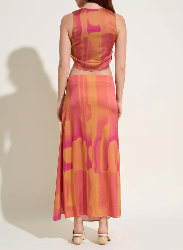 Jupe midi imprimée satinée FETE IMPERIALE Multicolore