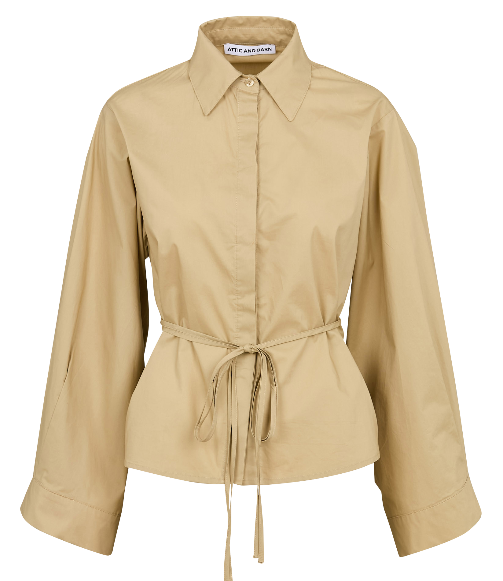 Camisa holgada con lazos de algodón ATTIC AND BARN Beige