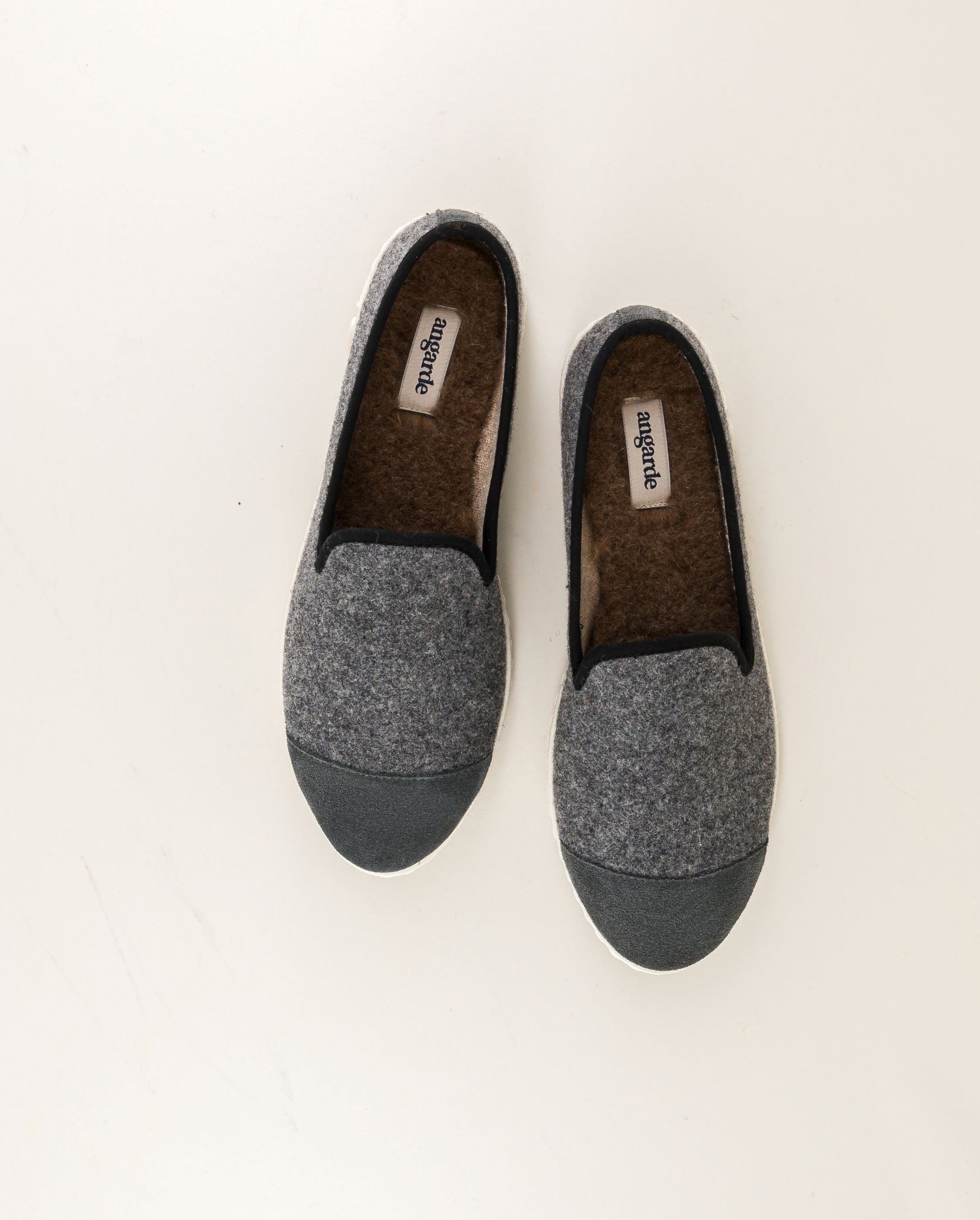 Women's wool slipper, gray black ANGARDE Grey