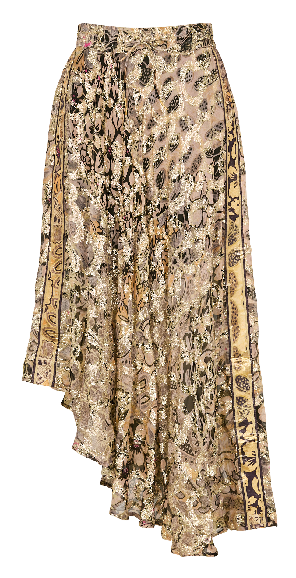 Printed asymmetric midi skirt MES DEMOISELLES Golden