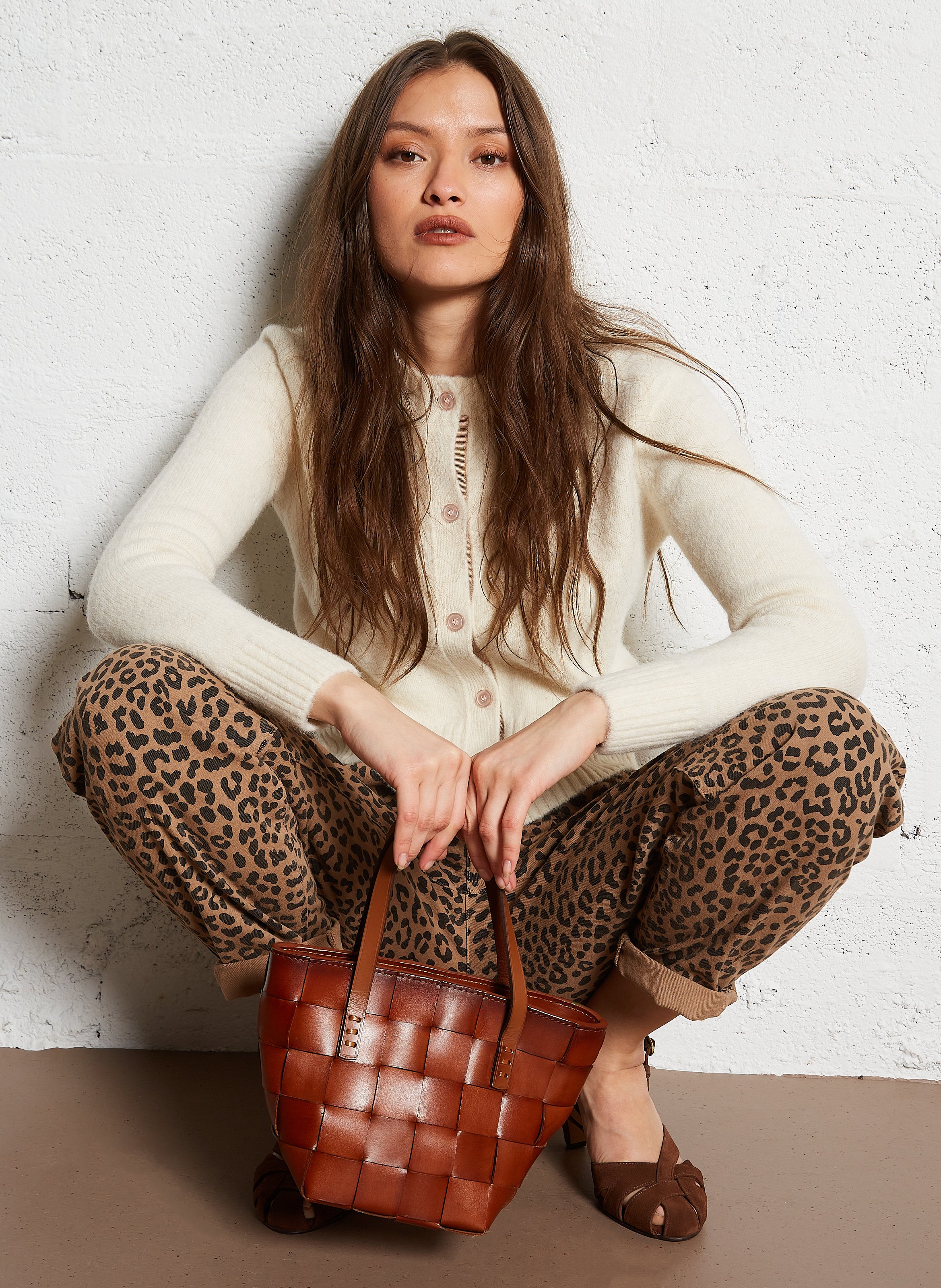 Braided leather shoulder bag DRAGON DIFFUSION Brown