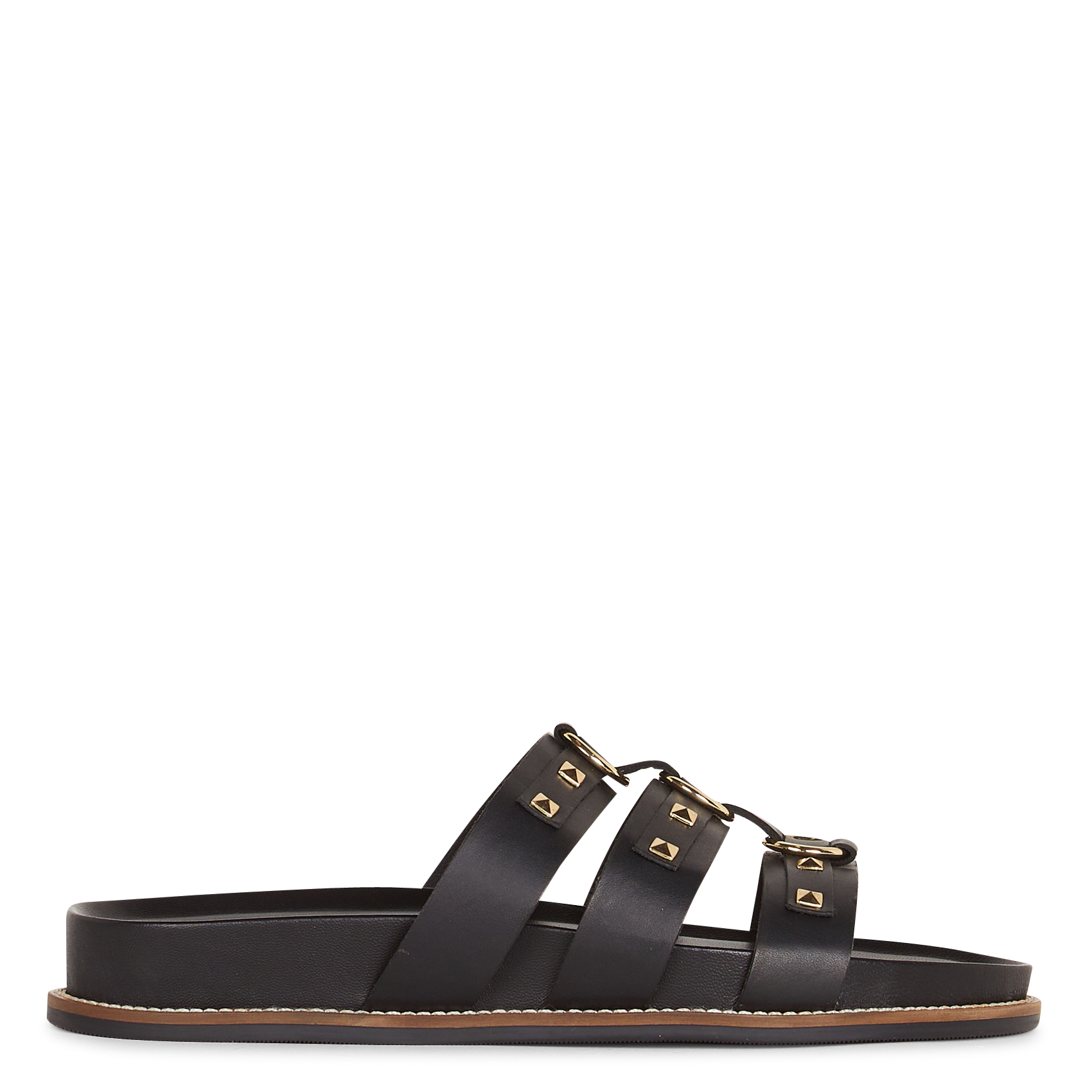 Flache, offene Ledersandalen LES TROPEZIENNES PAR M.BELARBI Schwarz