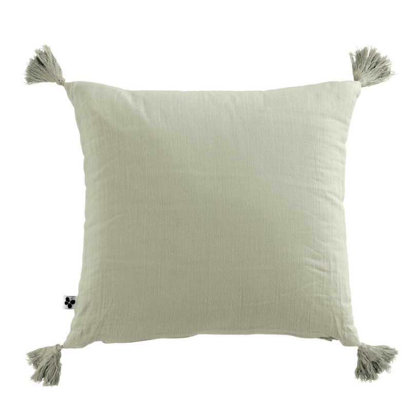 Coussin déco déhoussable 100% coton L'EFFET PAPILLON Vert