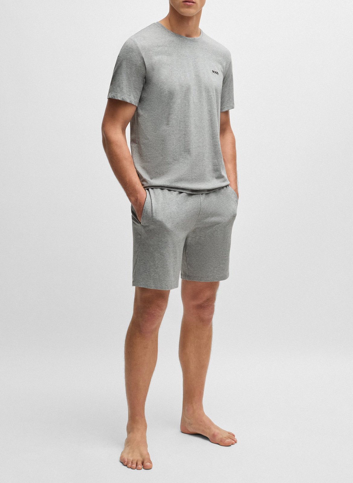 Cotton-blend pajama shorts BOSS Silver