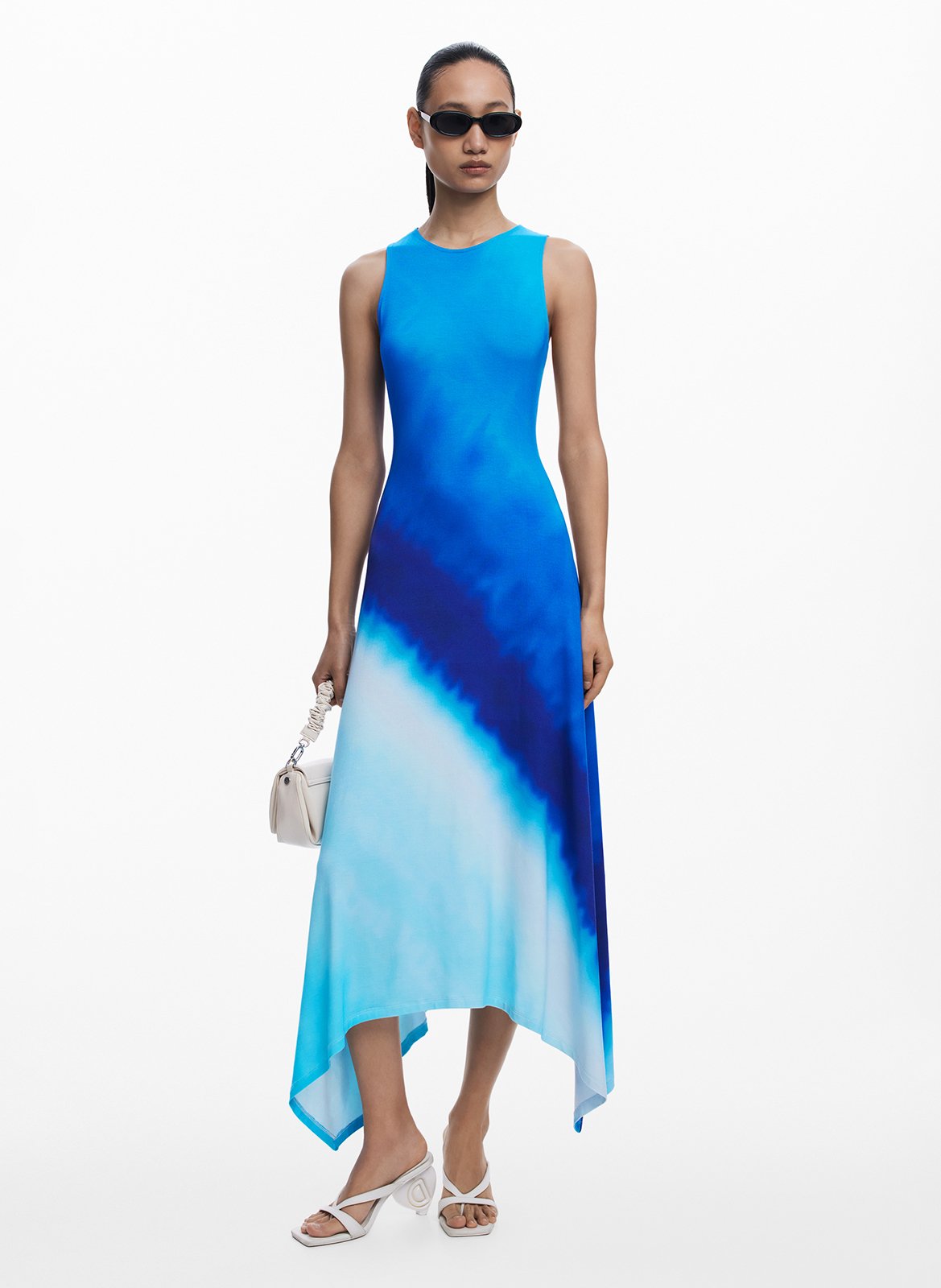 Vestito midi a collo tondo tie and dye DESIGUAL Blu