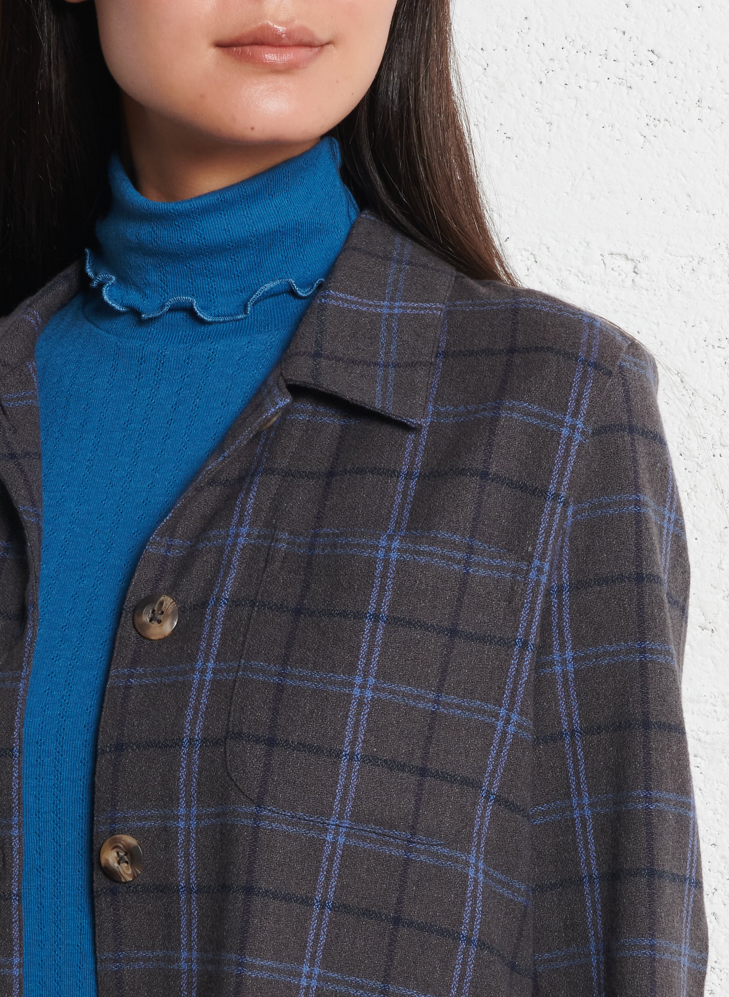 Veste chemise écossaise à poches NICE THINGS Gris