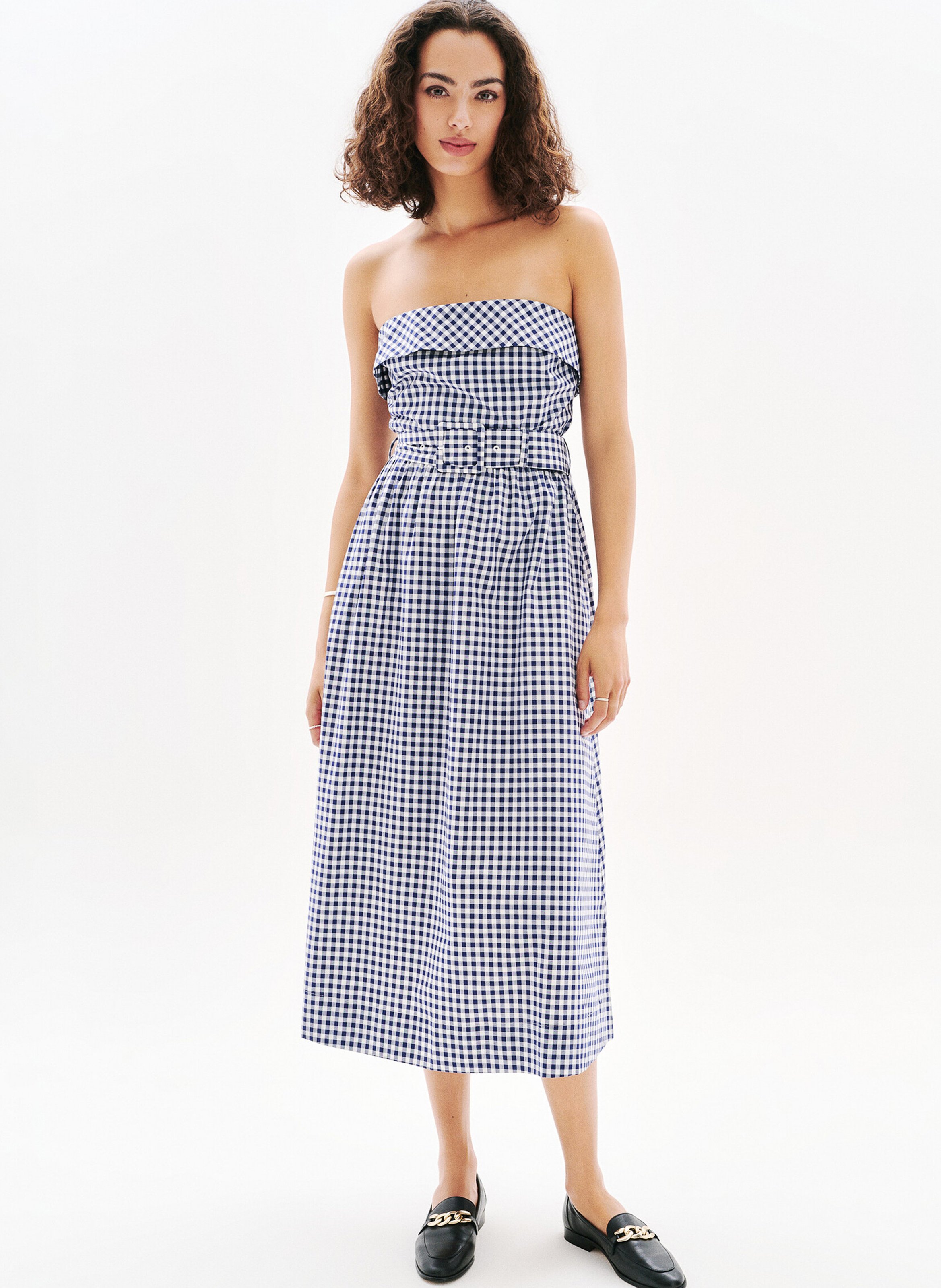 Checked midi dress CAROLL Blue