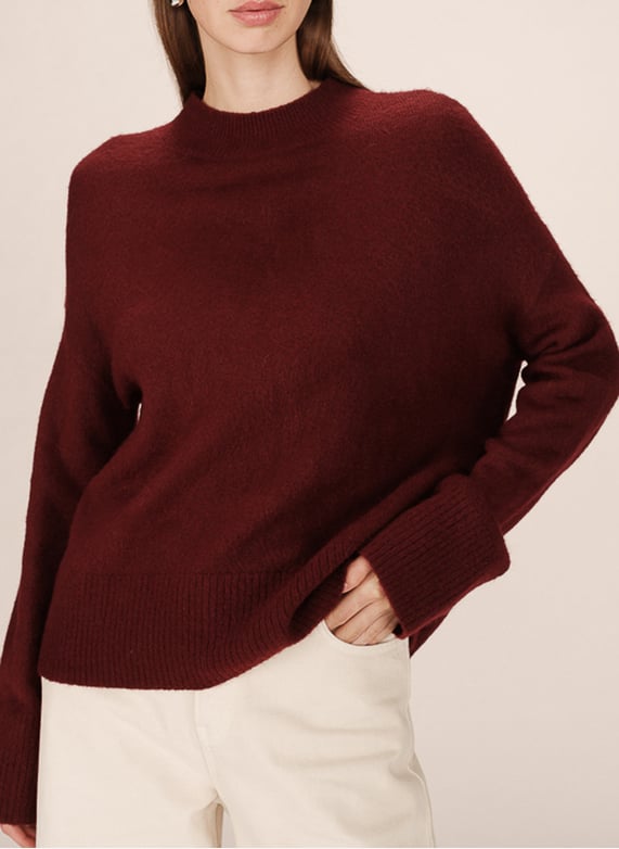 Maglione con collo a camicia Bordeaux Grace et mila Donna
