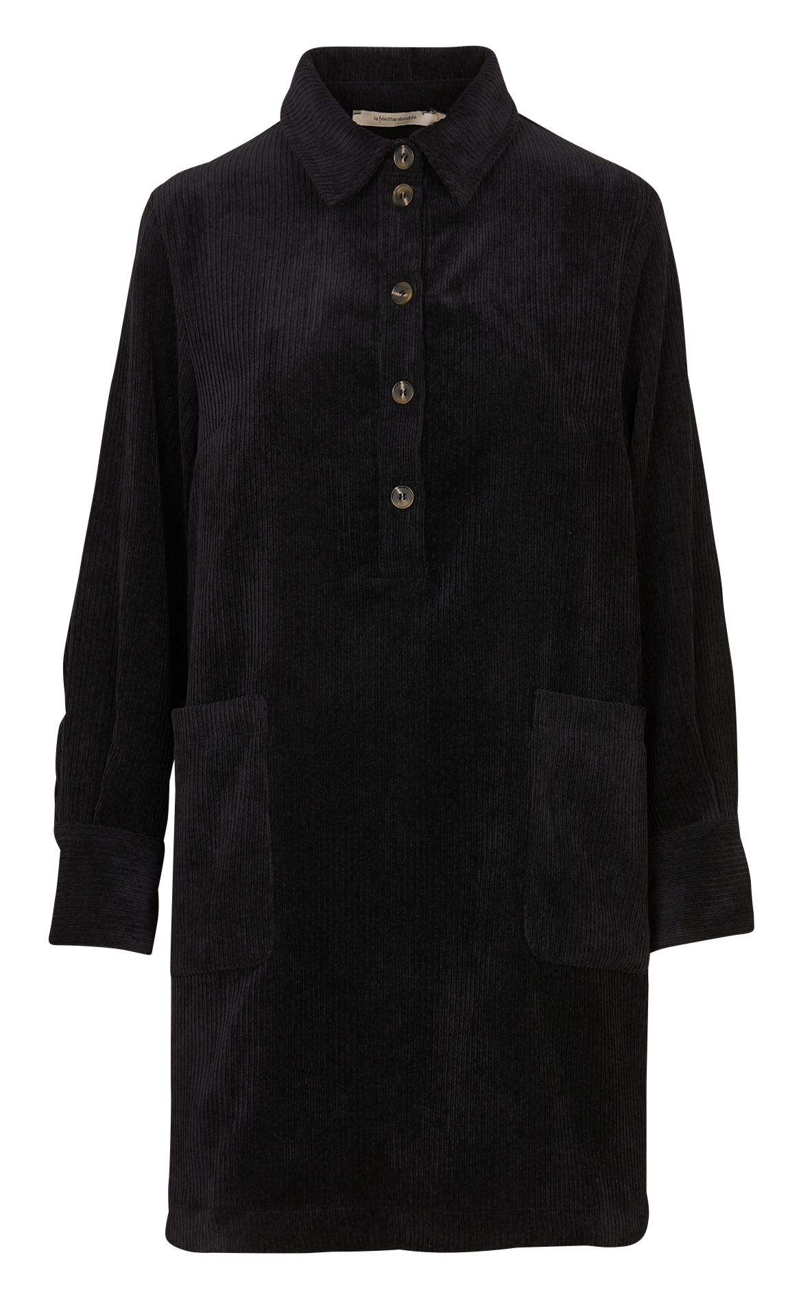 Short corduroy shirt-dress LA FEE MARABOUTEE Black