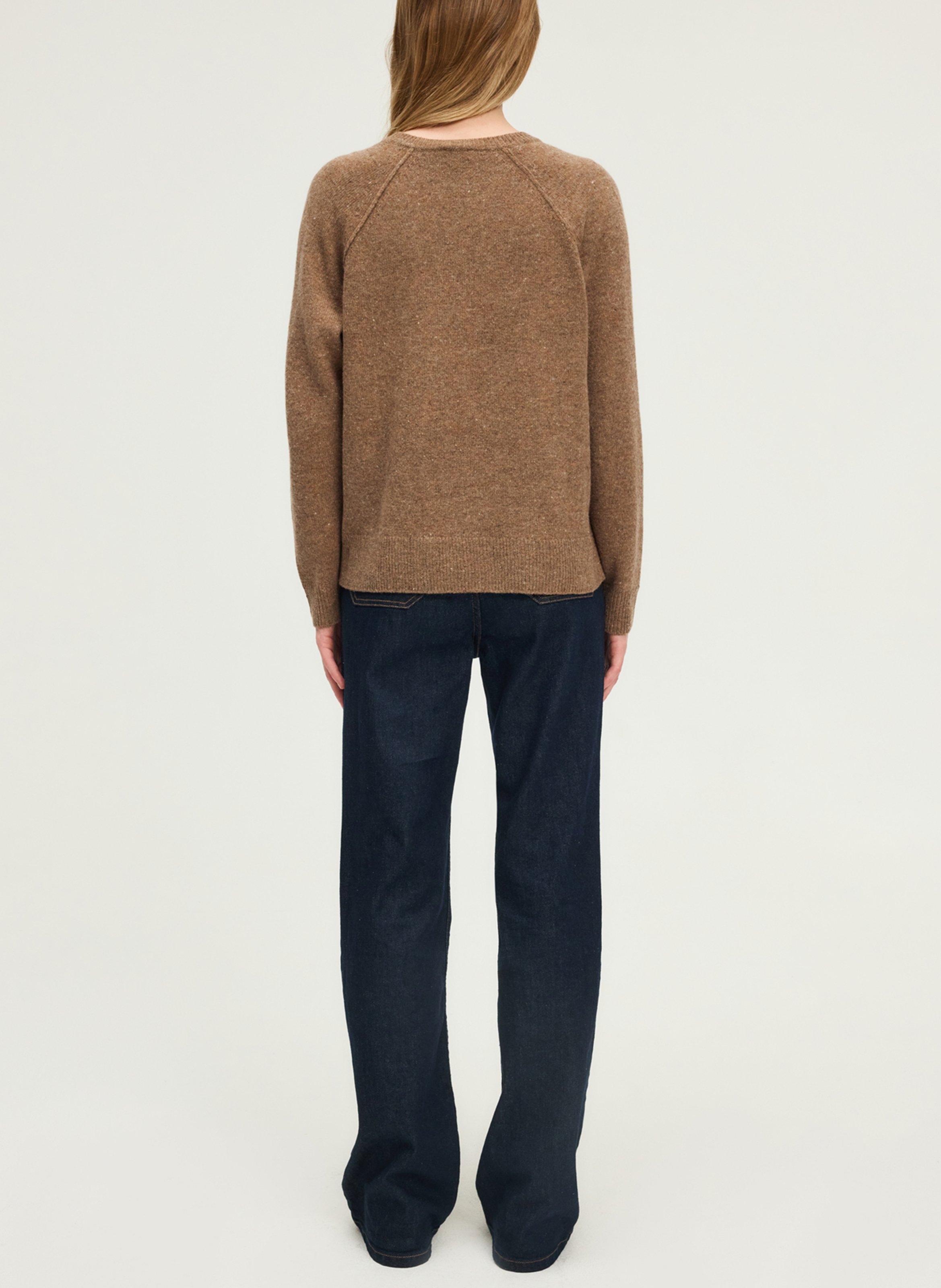 Pull droit col rond en laine PABLO Marron