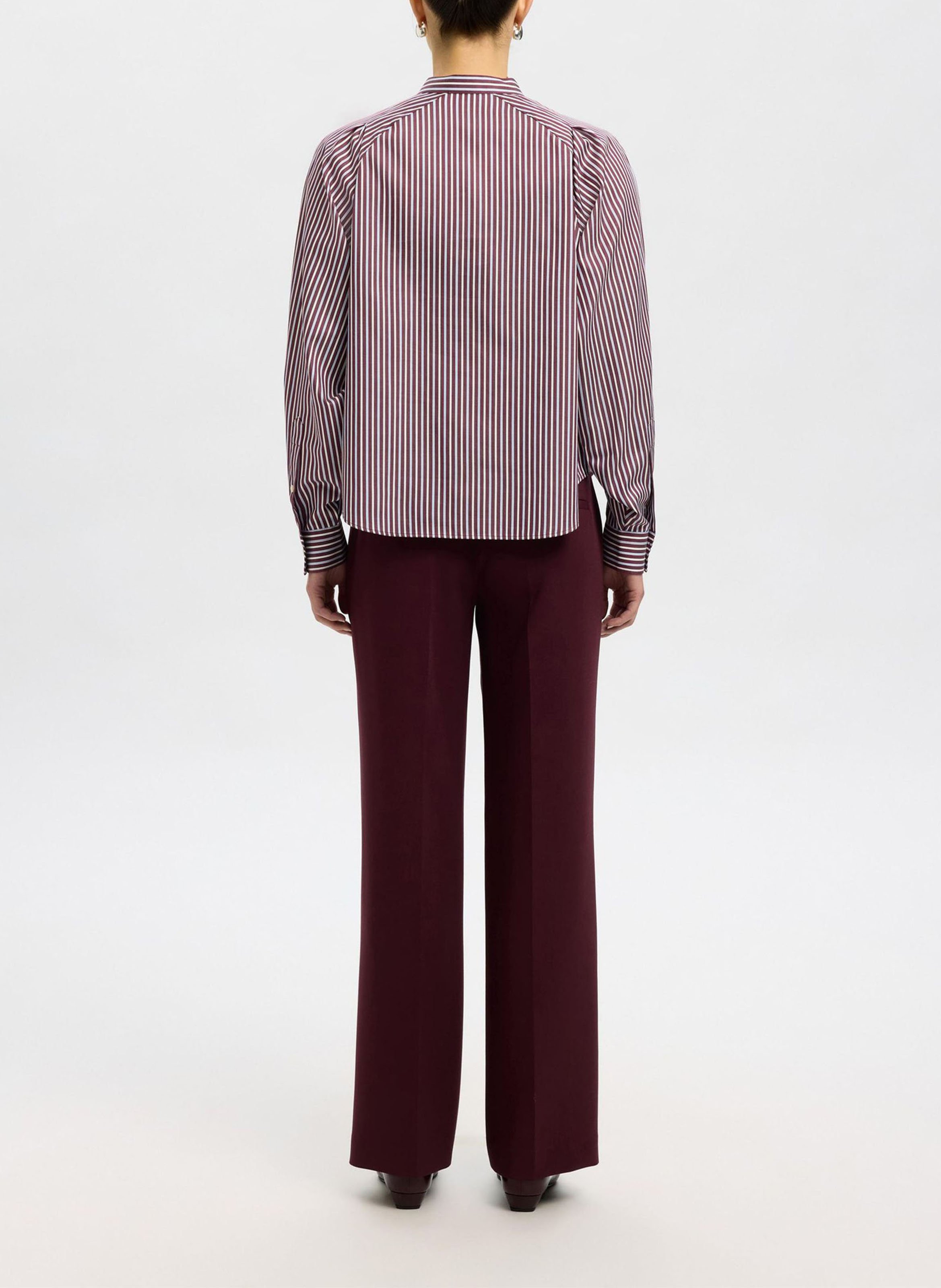 Blouse col mao en coton bio SELECTED Prune