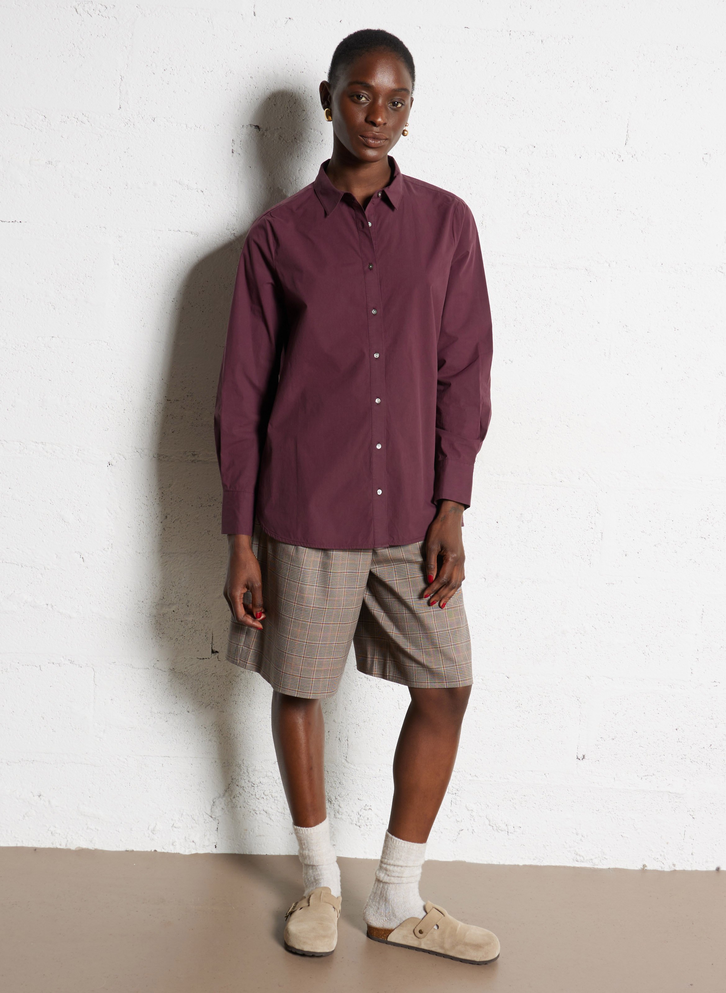 Chemise col classique oversize en coton BELLA JONES Violet