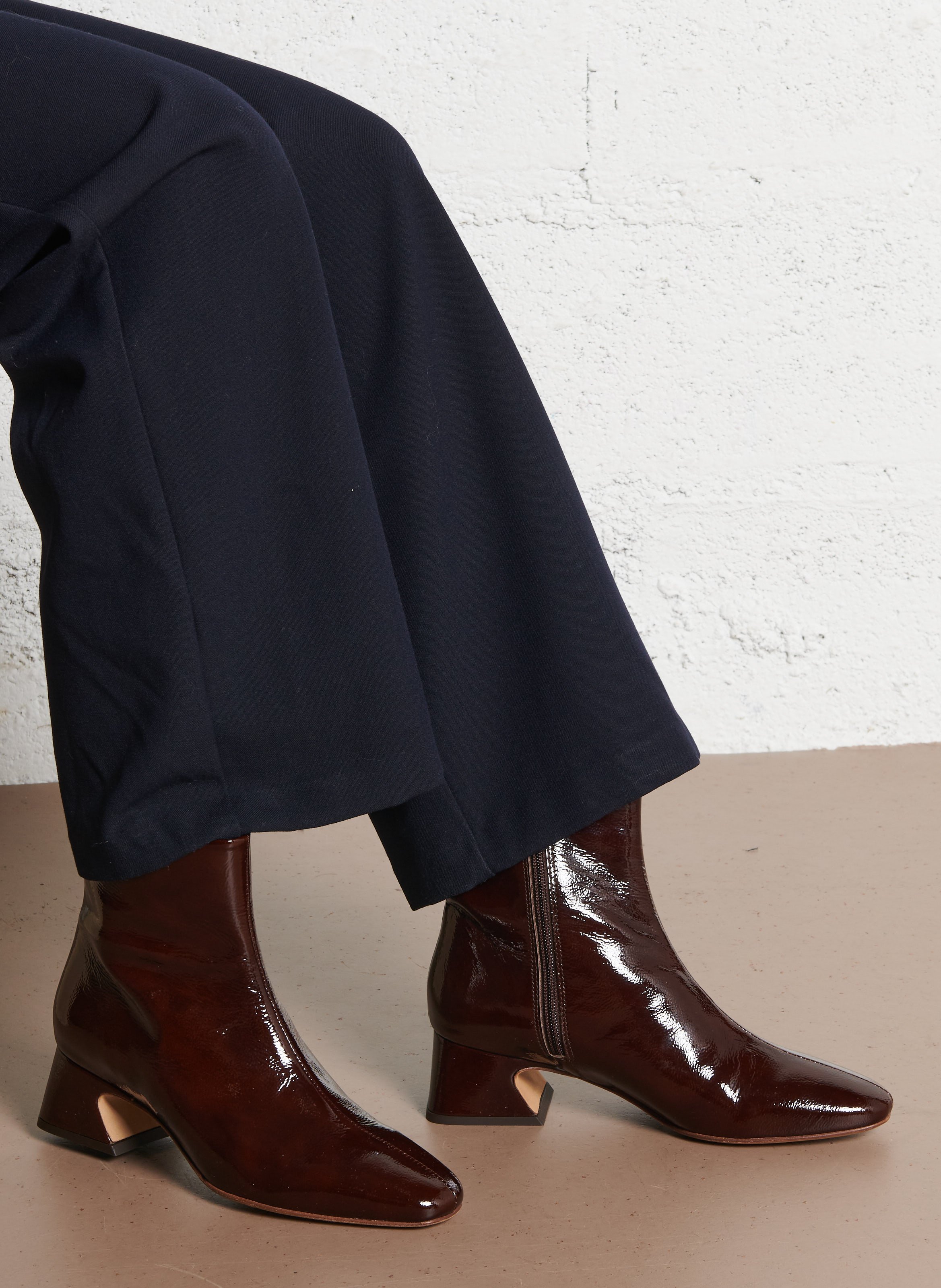 Bottines à talons en cuir verni BOBBIES Marron