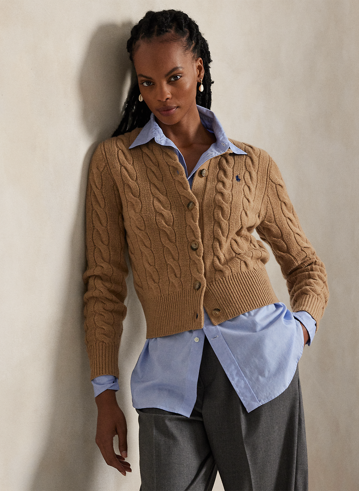 Gilet col rond en laine mélangée POLO RALPH LAUREN