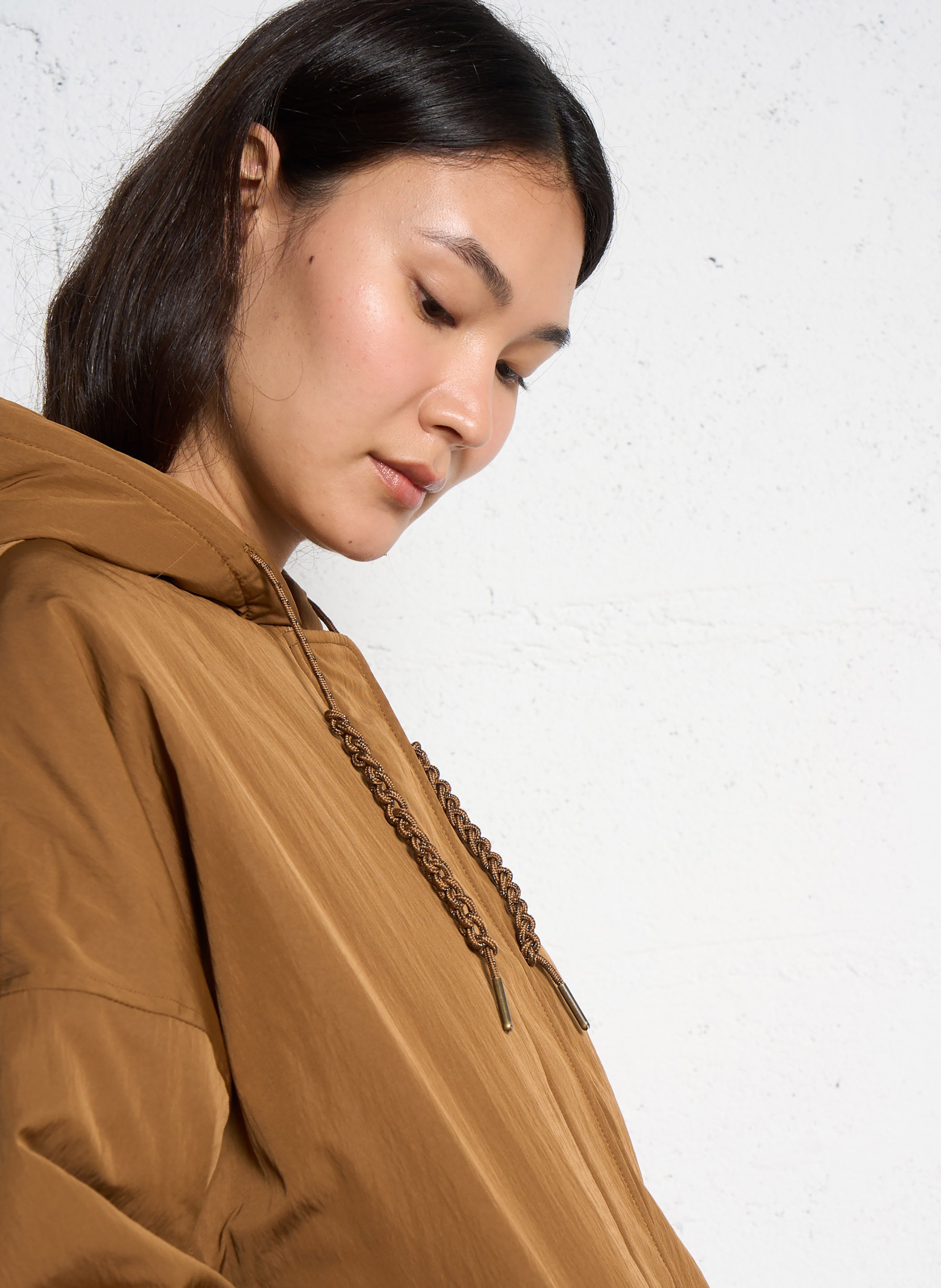 Round neck parka I CODE Brown