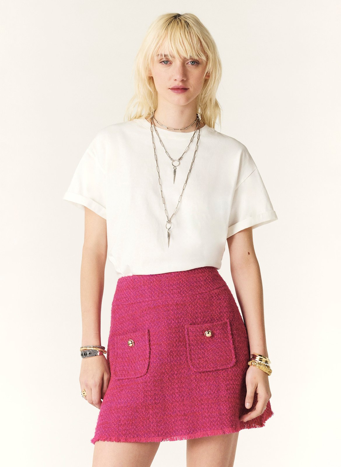 Straight cotton round-neck T-shirt BA&SH Beige