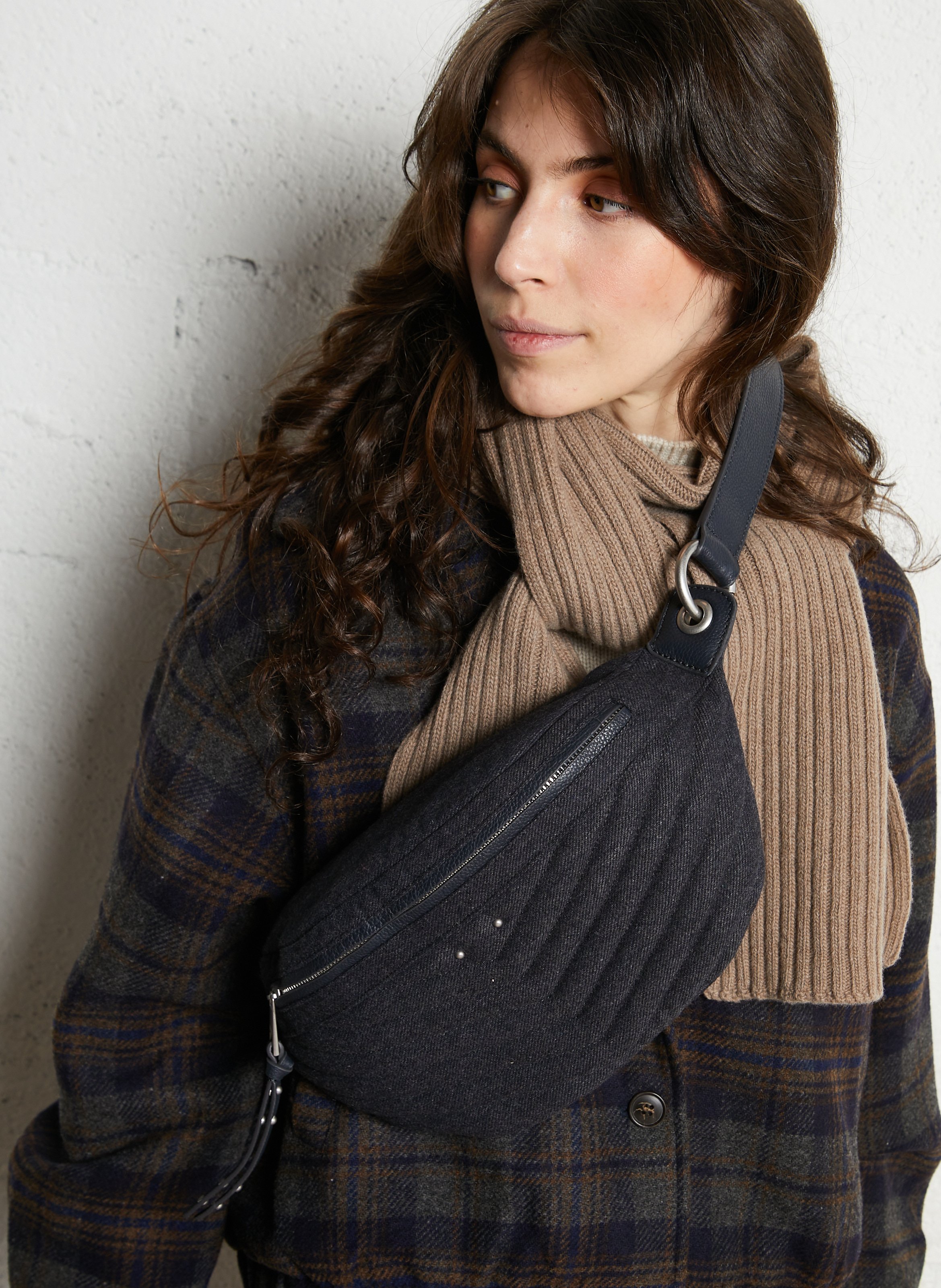 Quilted mix fanny pack IKKS Blue