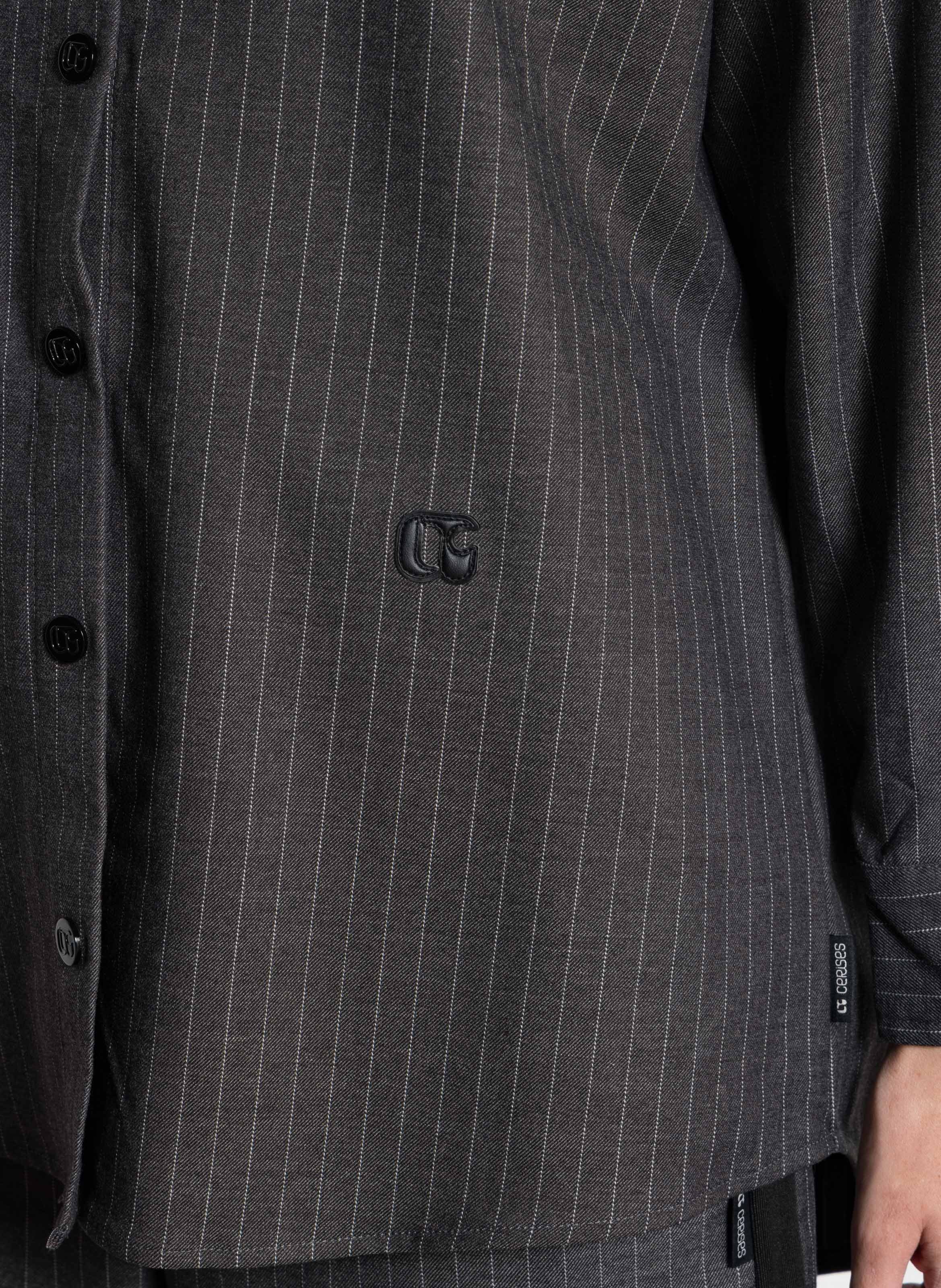 Straight striped shirt with classic collar LE TEMPS DES CERISES Black