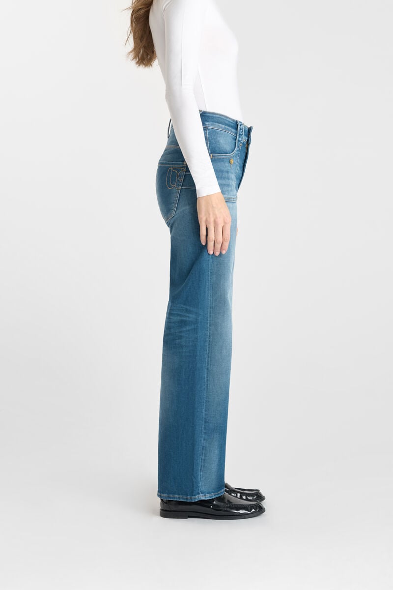 High-waisted wide leg flare jeans, 7/8 length, 34 inseam LE TEMPS DES CERISES Blue