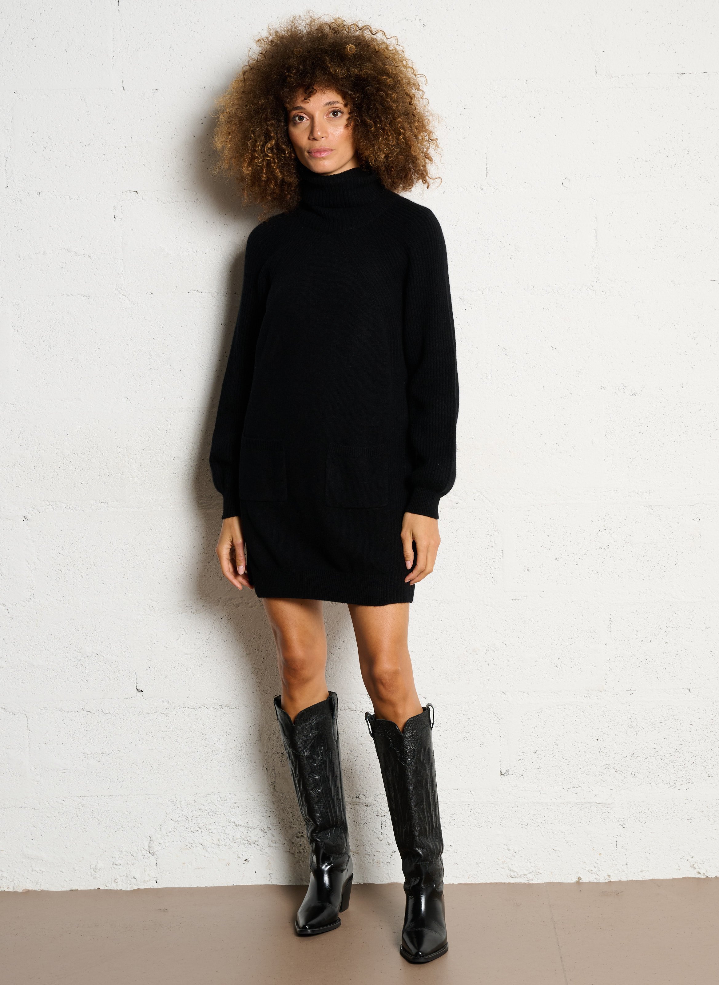 Short wool turtleneck dress LIU JO Black