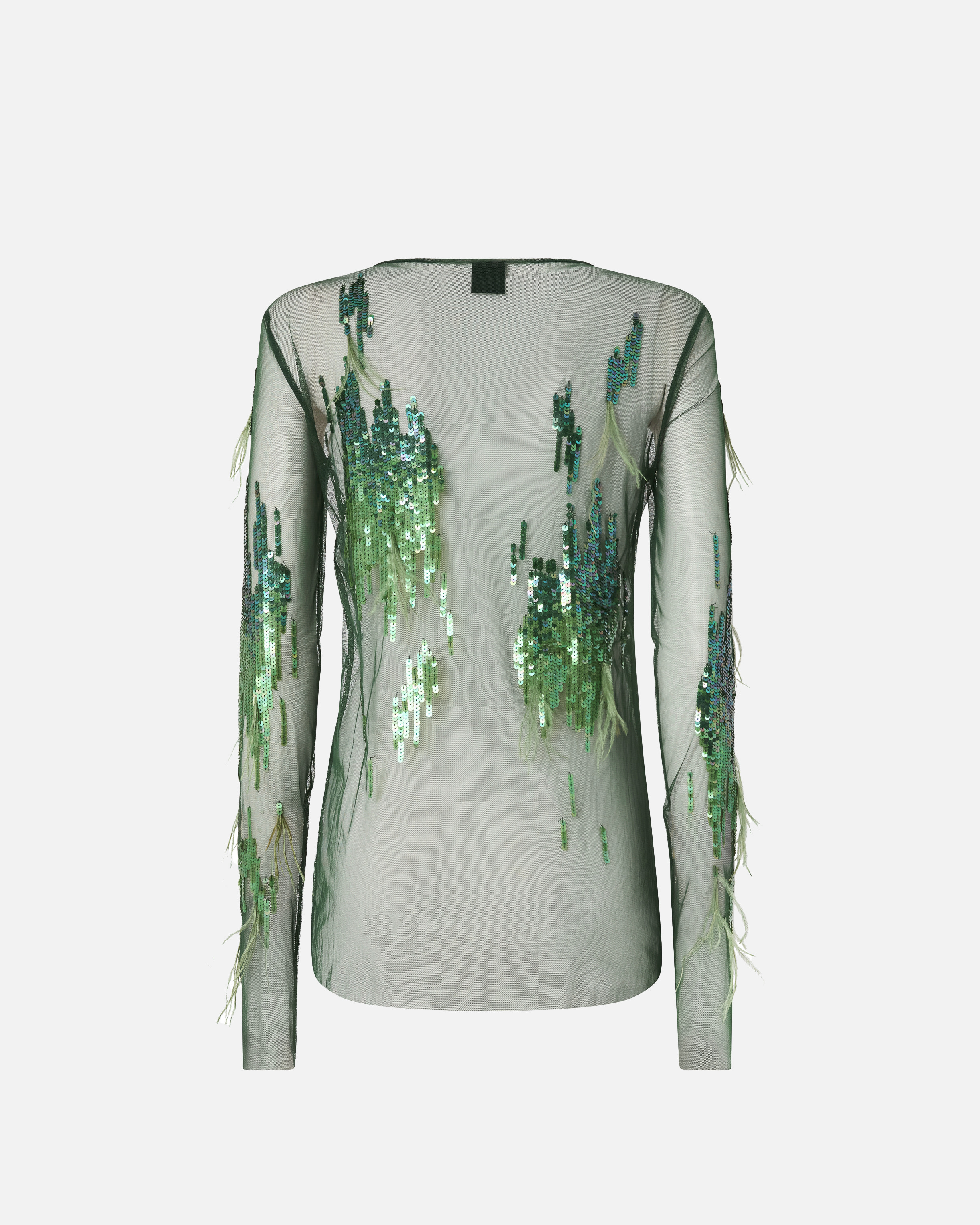 Transparent sweater with sequins and feathers PINKO Multicolored