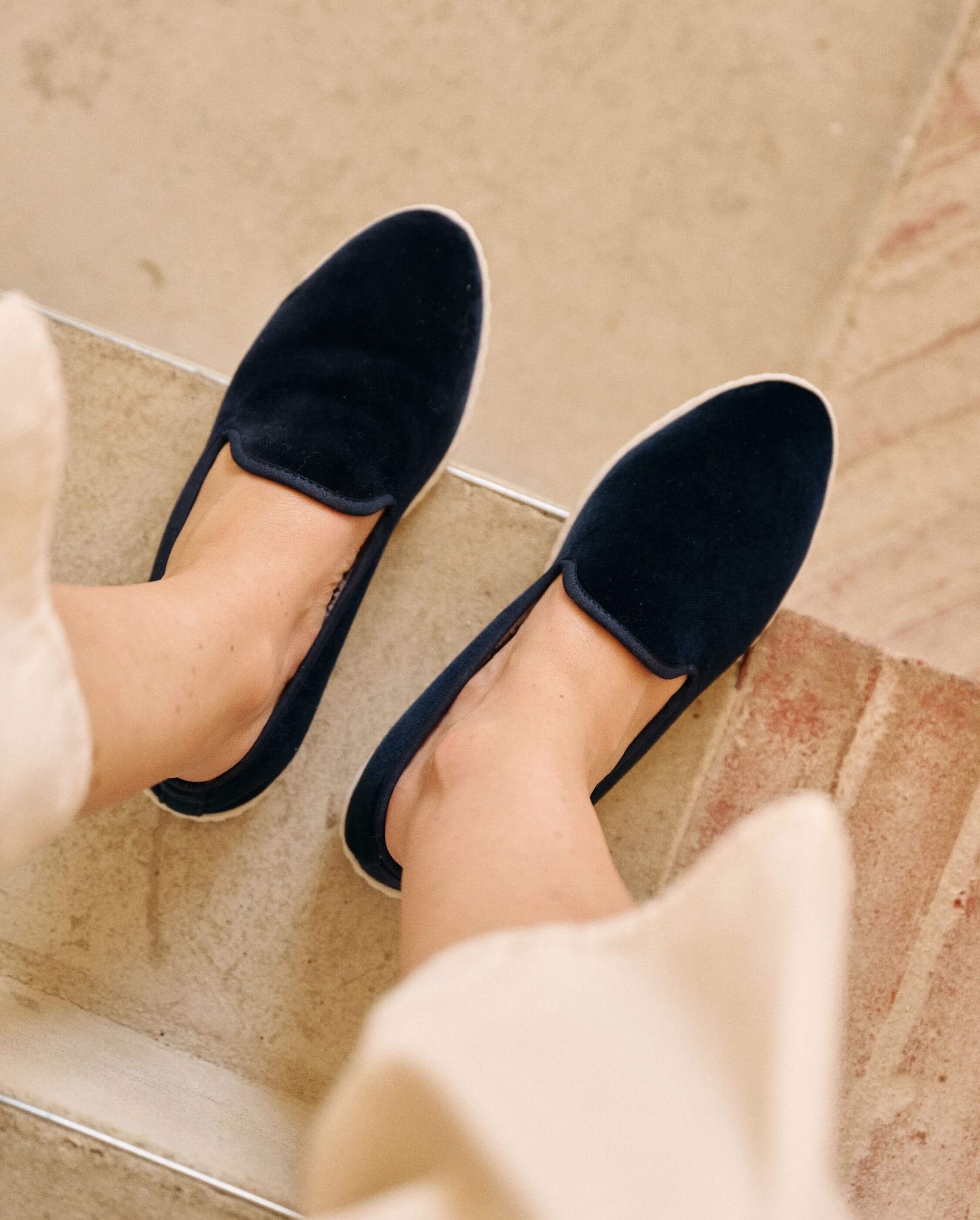 Women's velvet slippers, navy ANGARDE Blue