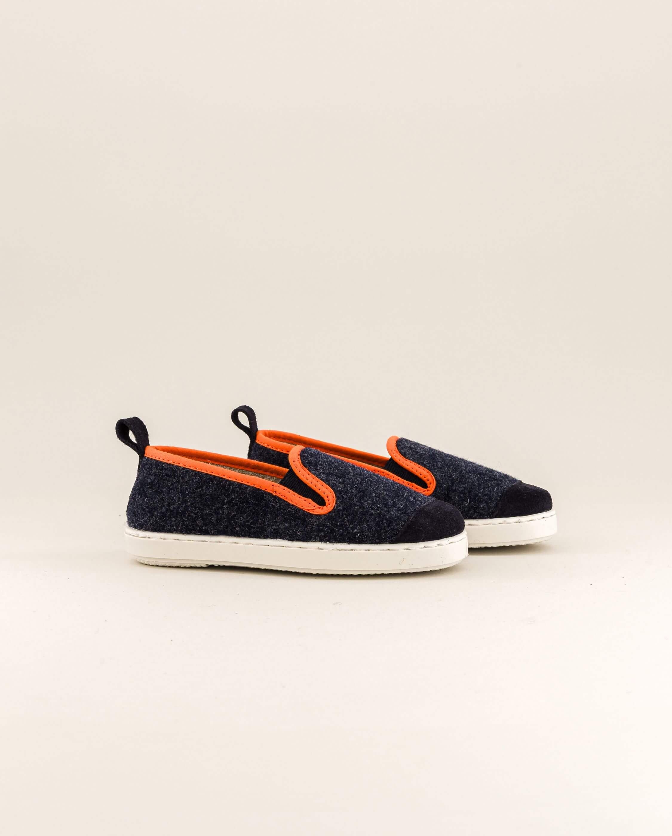 Child wool slipper, navy orange ANGARDE Blue