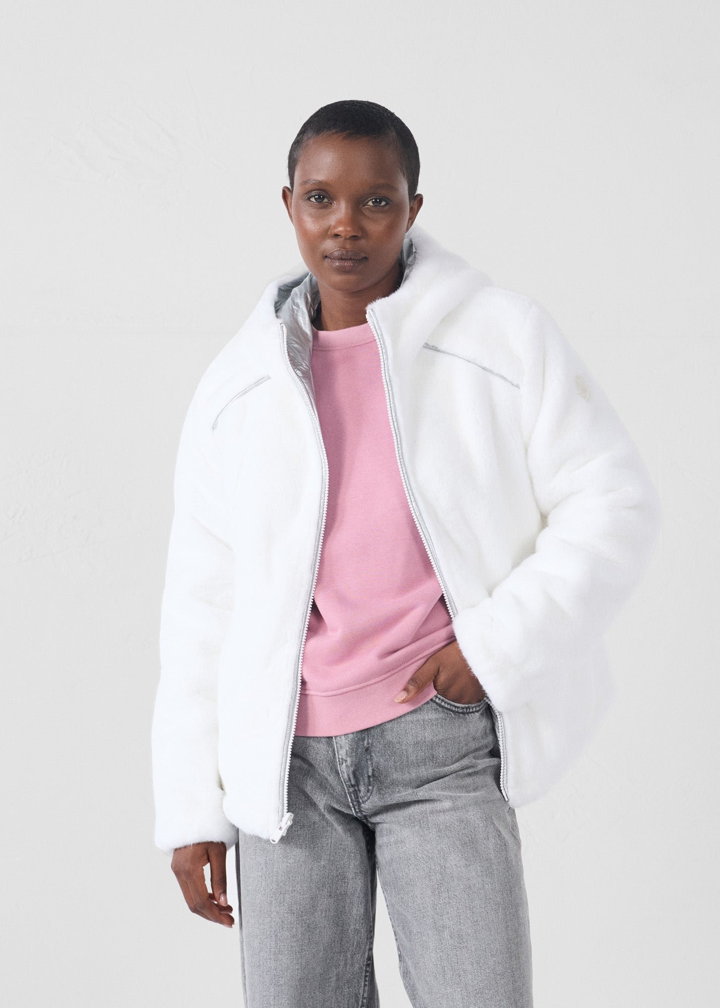 Zora faux fur puffer jacket JOTT White