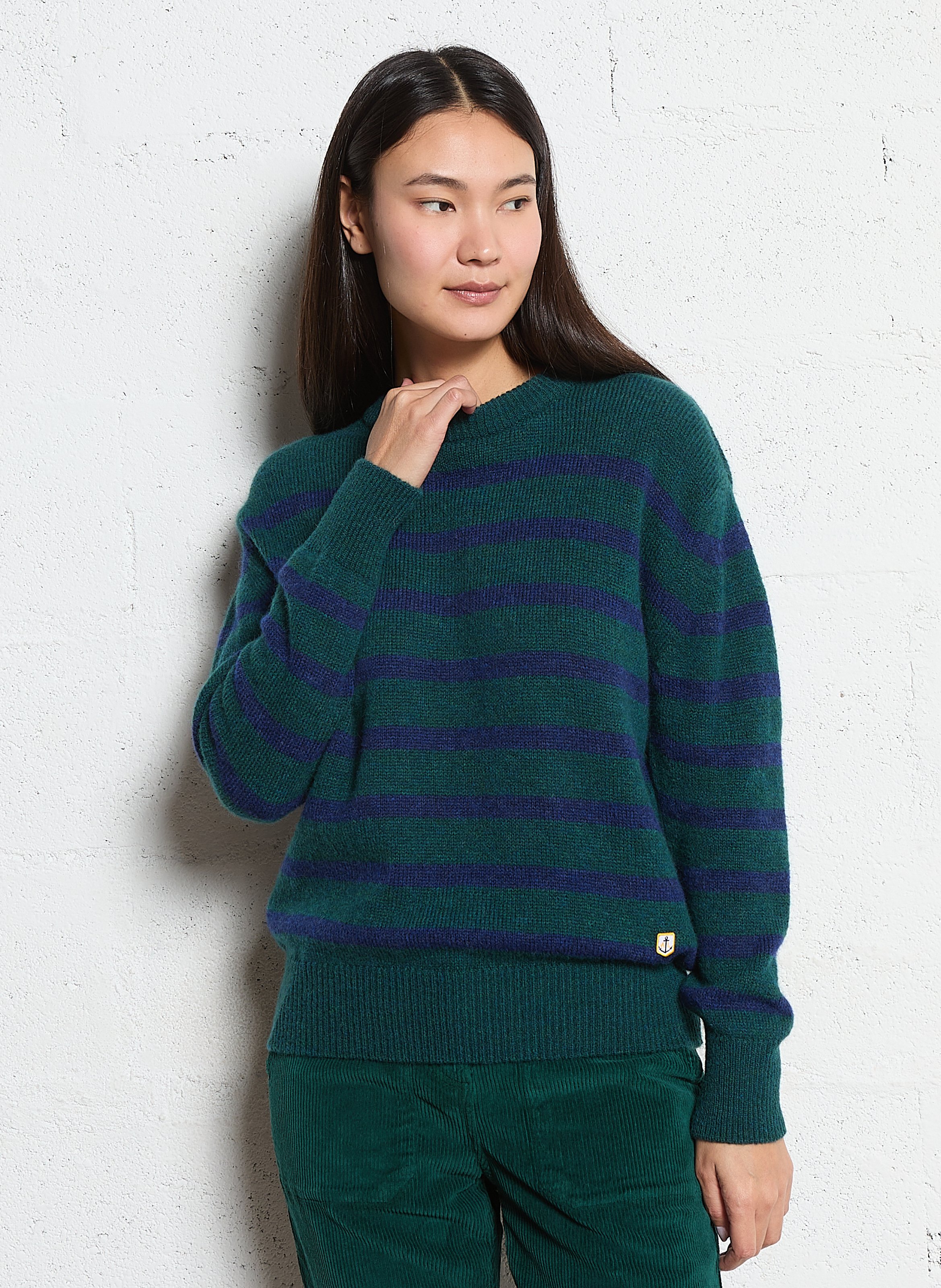 Pull droit col rond en laine mélangée ARMOR LUX Vert