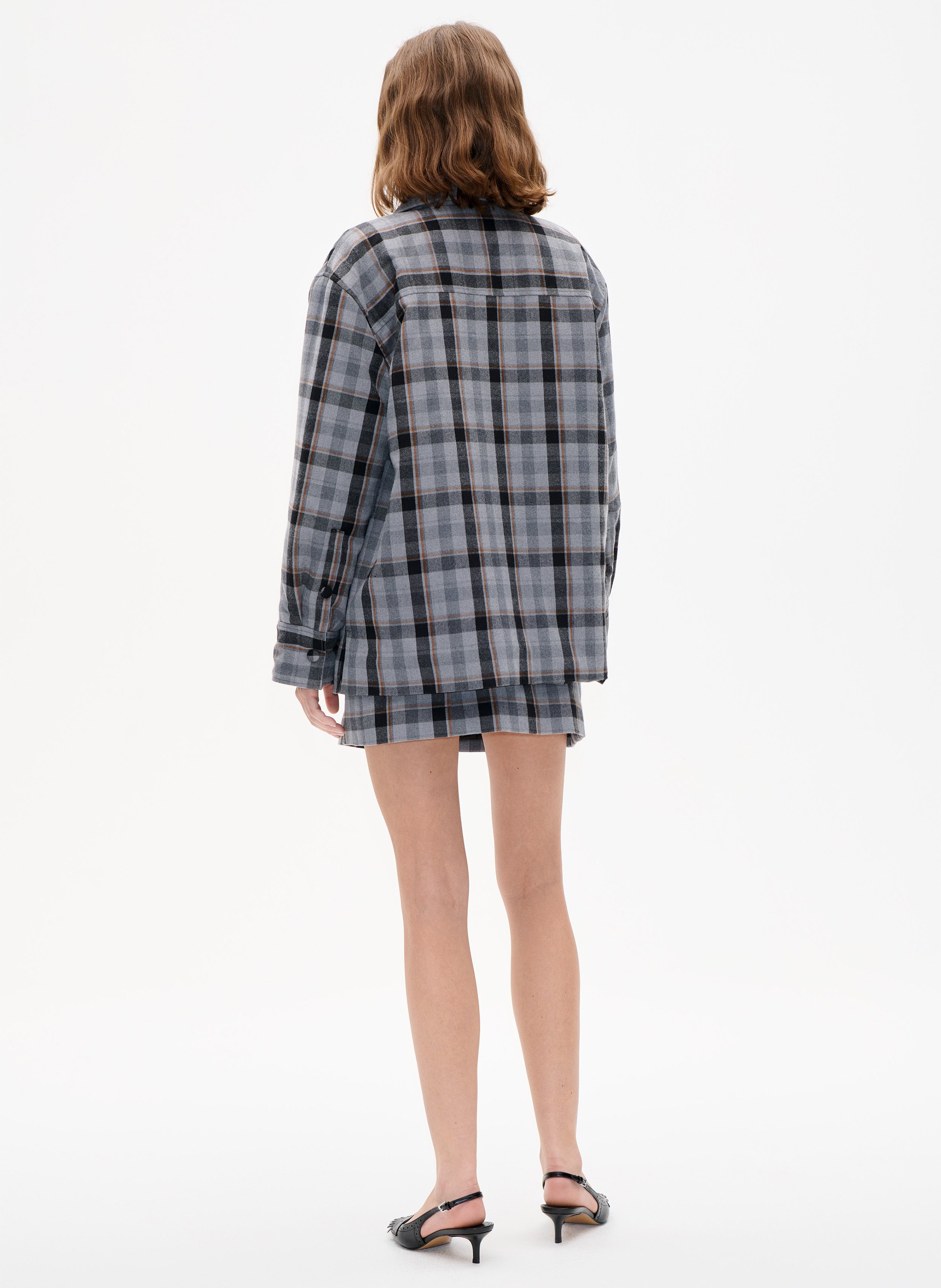 Oversized button-up checkered shirt BAUM UND PFERDGARTEN Grey